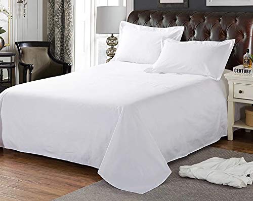 Amazon｜綿100％228x290cmフラットシーツキングサイズ、白ホワイト