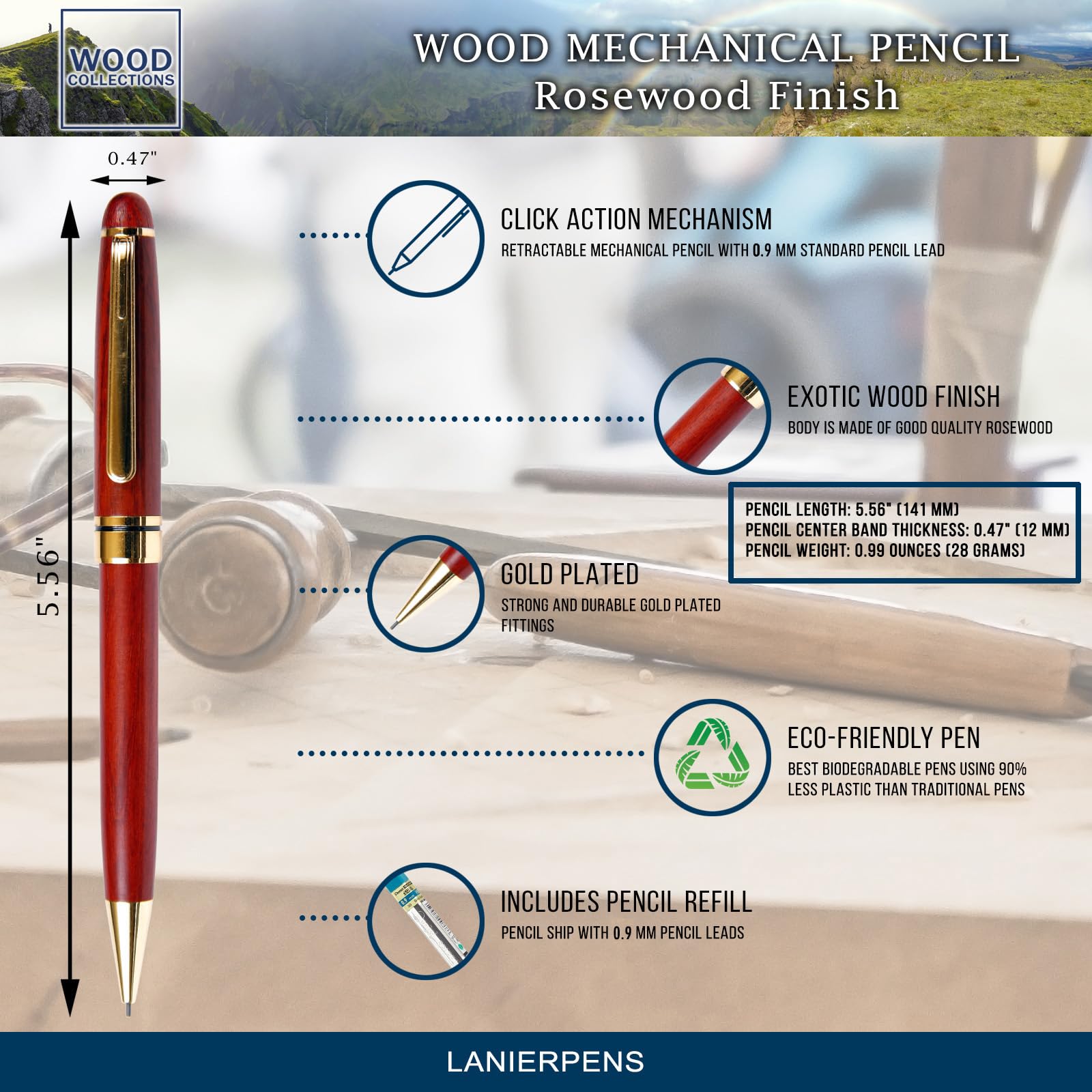 Amazon.co.jp: Budget Friendly 木製シャープペンシル 0.7mm - ローズ