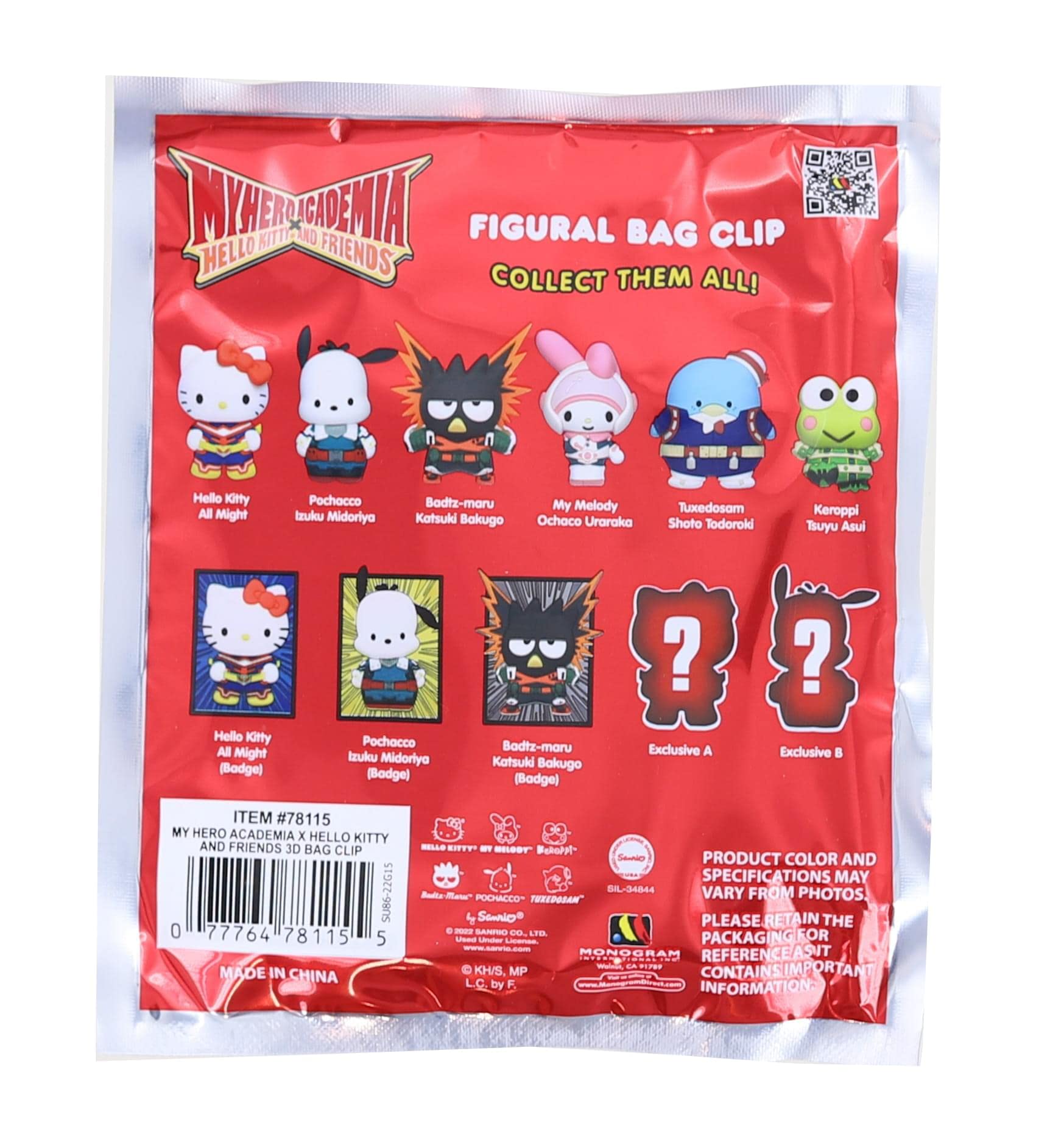 My Hero Academia X Hello Kitty 3D Foam Bag Clip | One Random