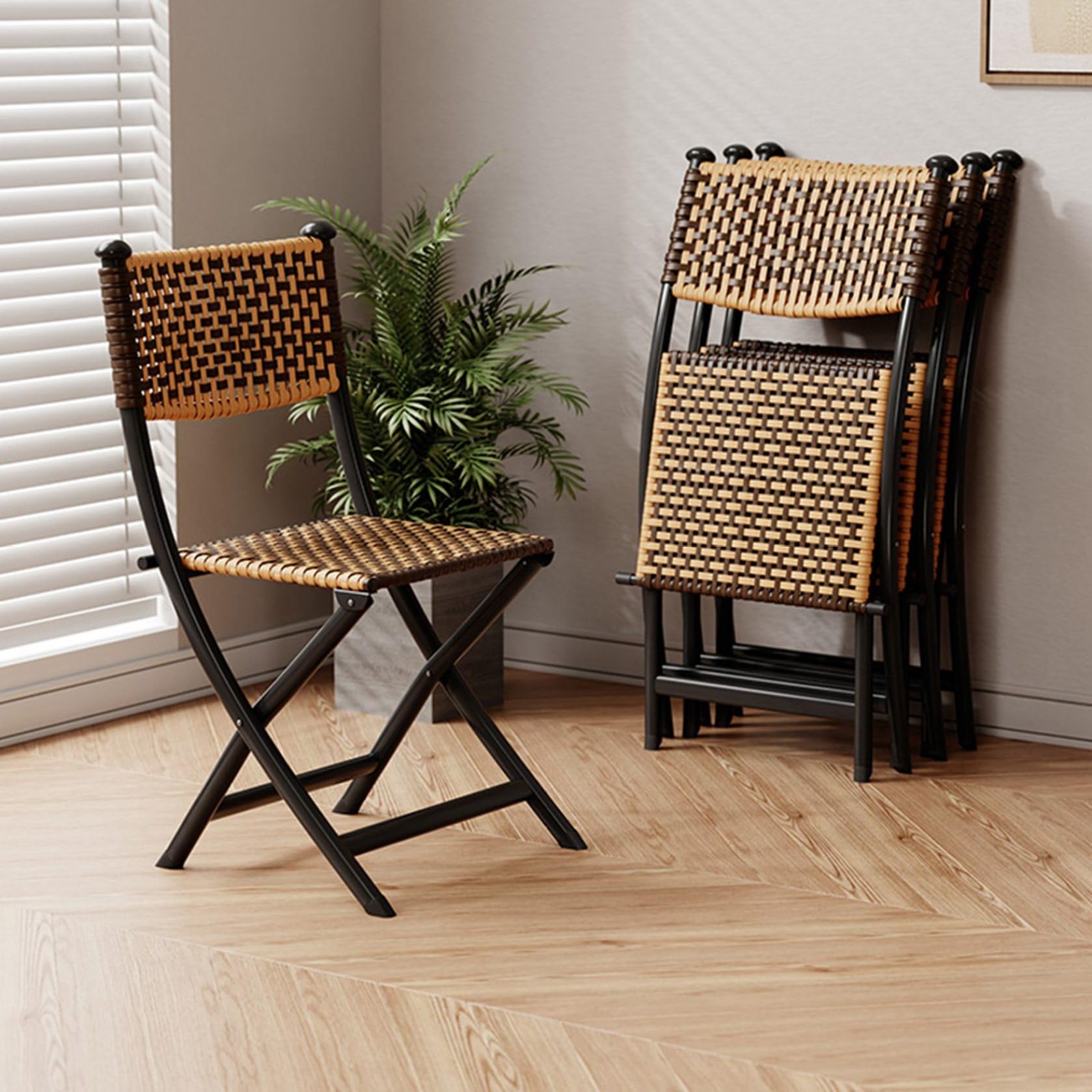 Amazon｜折りたたみ式チェア 折り畳み椅子 ラタン網 ダイニングチェア