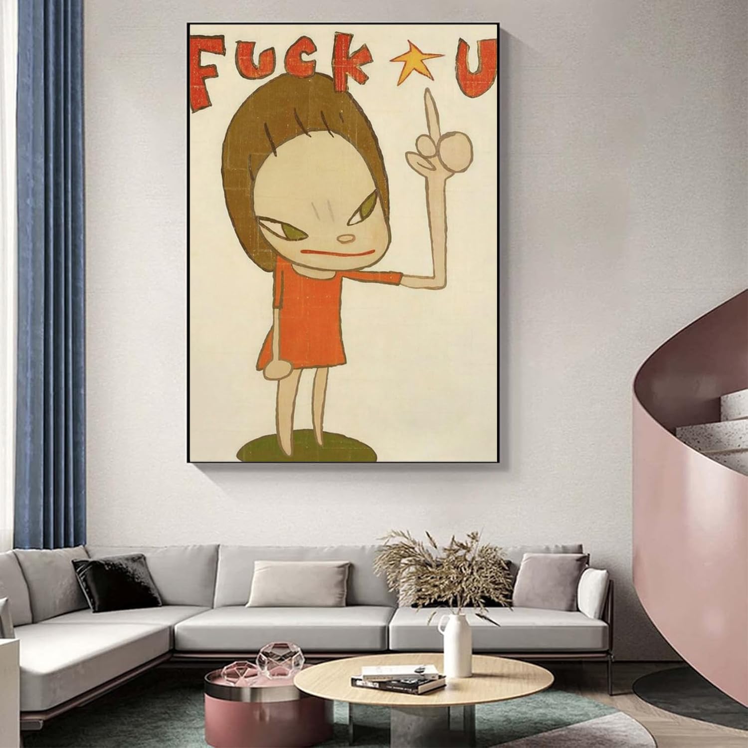 Amazon｜有名な奈良美智展ポスター《ファック》ウォールアートモダン