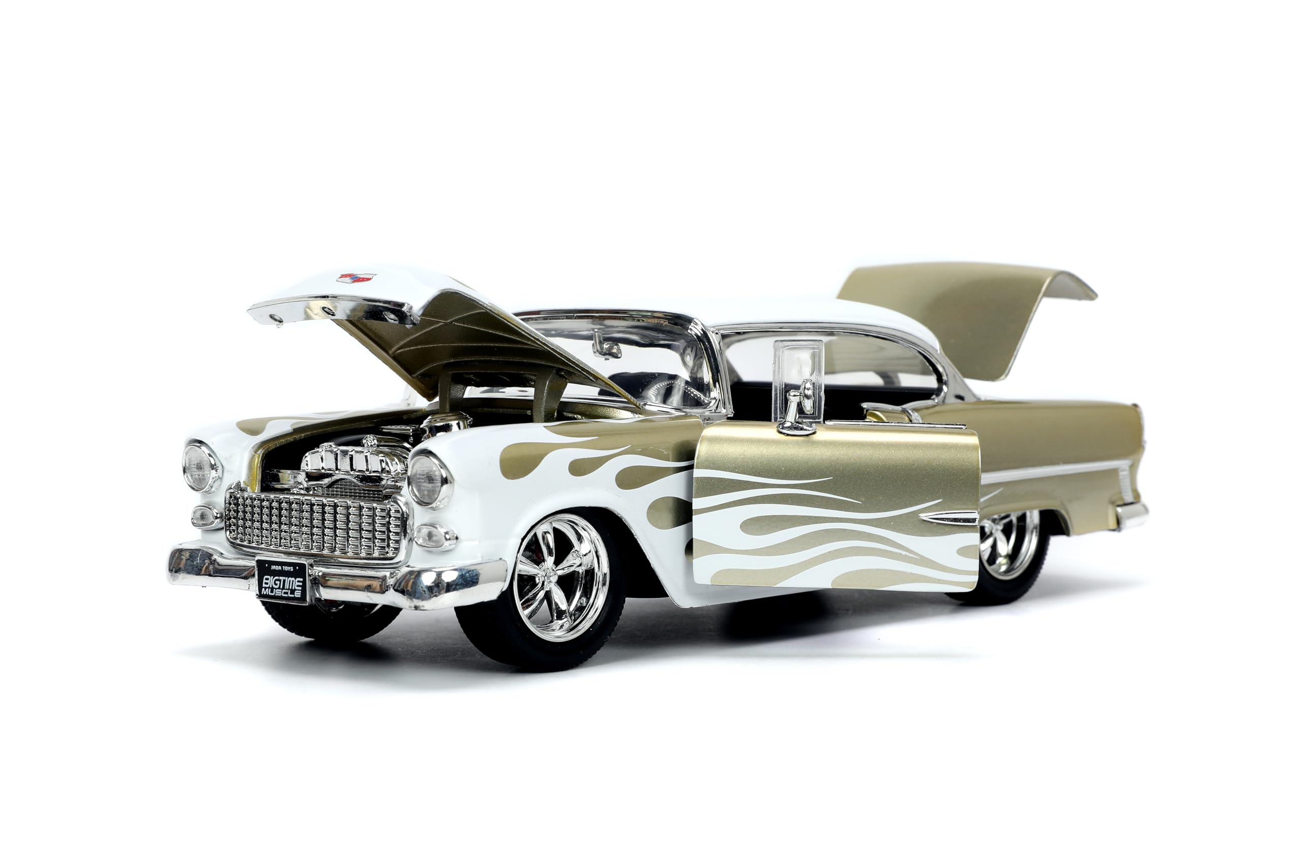 Amazon | 1955 Chevy Bel Air White and Gold with Flames Bigtime