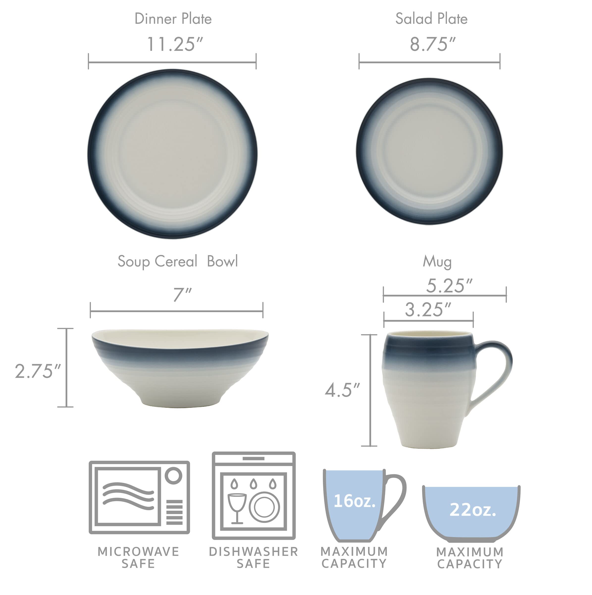 Amazon.com | Mikasa Swirl 16-Piece Dinnerware Set, Service For 4