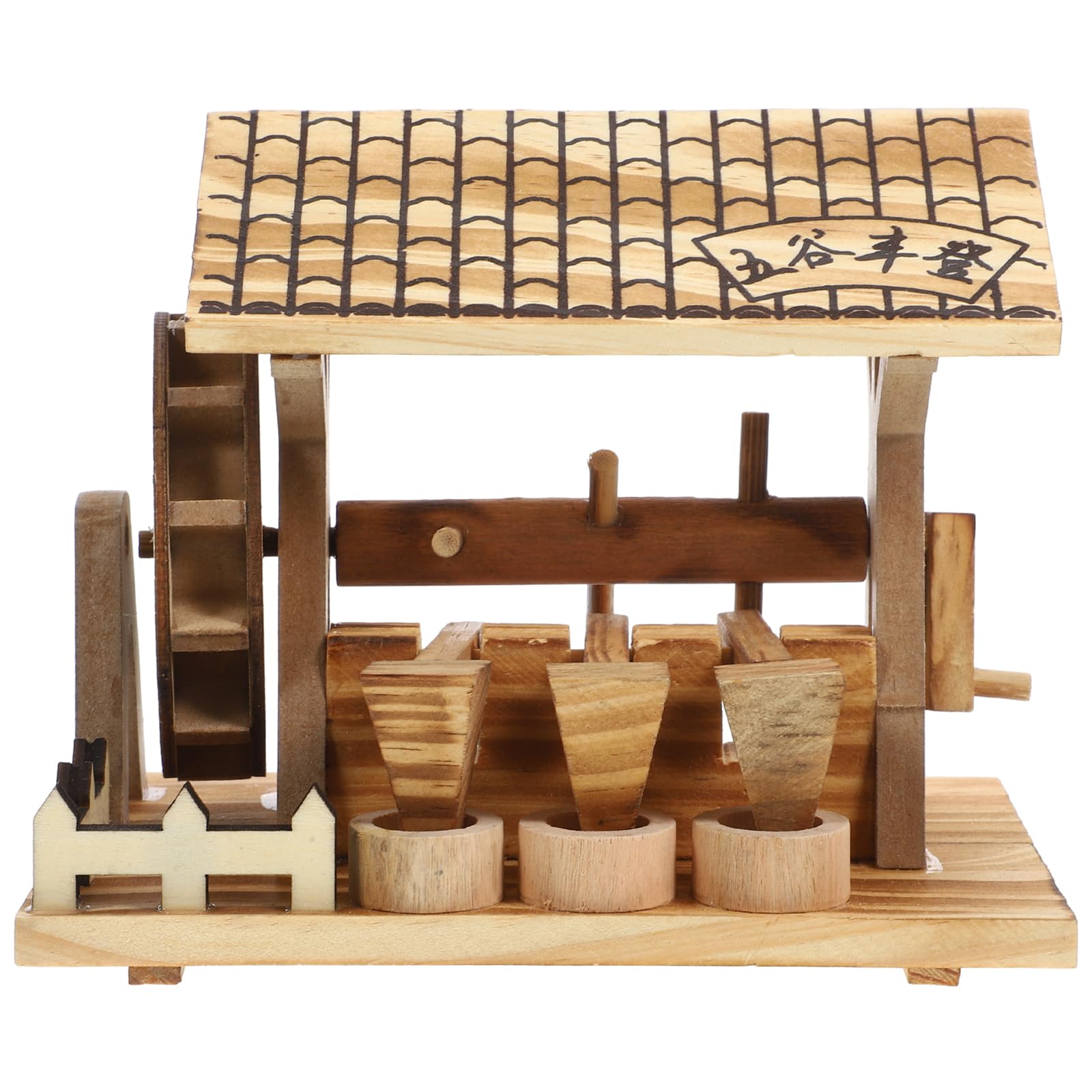 Amazon | 木製模型 水車 モデル 3D立体 ミニチュ 置物 飾り 工芸品