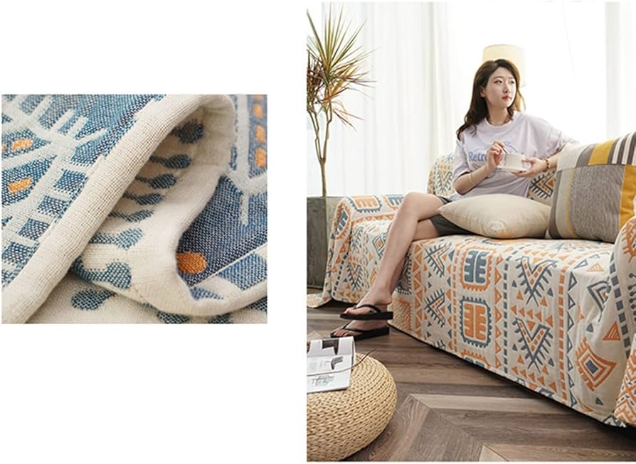 Amazon｜マルチカバー ソファー 長方形 コットン 幾何学模様