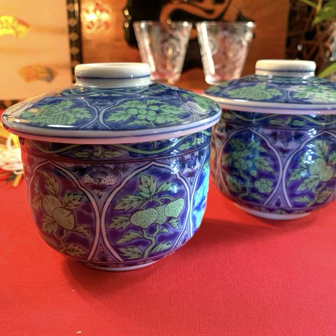 Amazon.co.jp: 前畑陶器 庫山窯 角長皿 蓋付き小鉢 茶碗蒸し ペア No