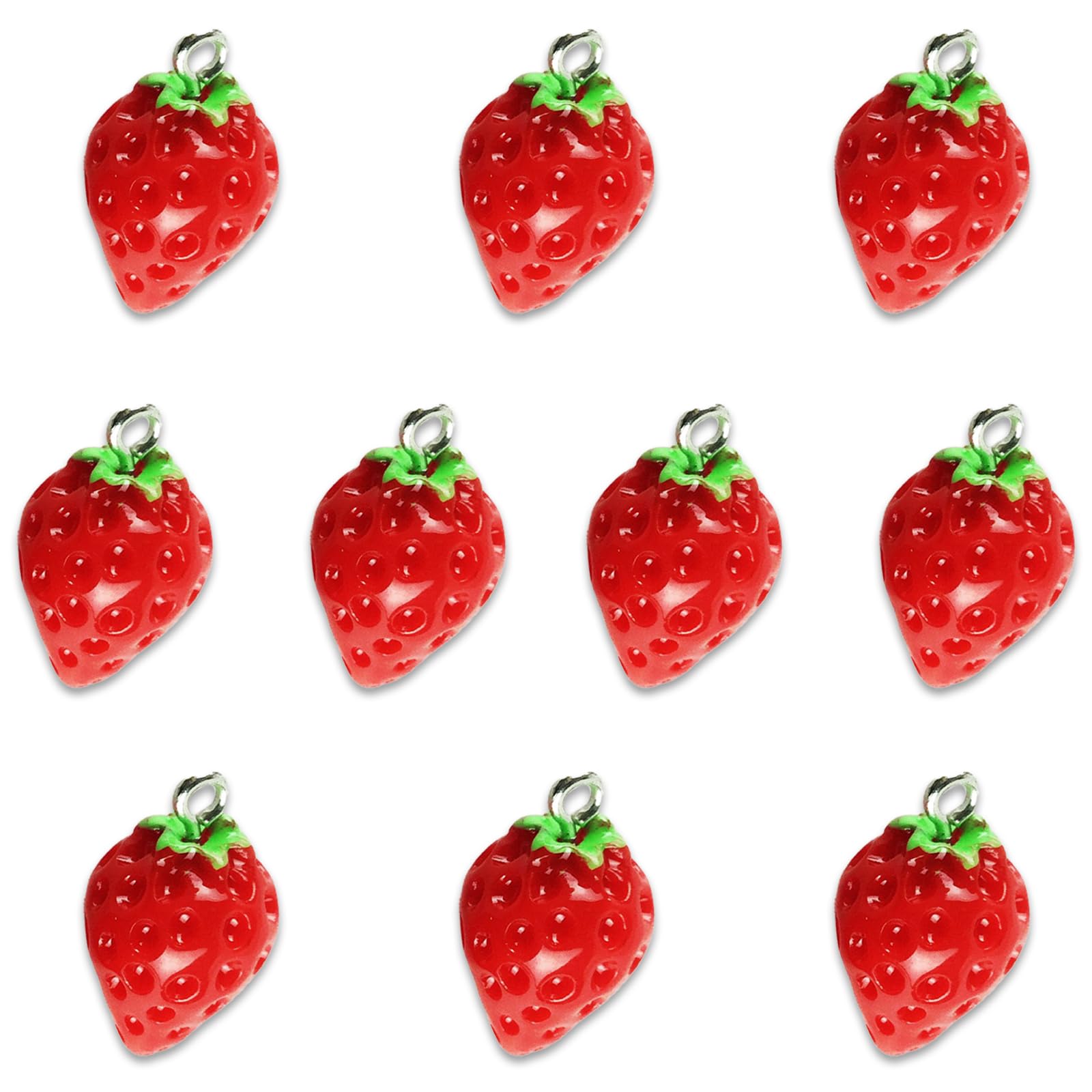 Amazon.co.jp: チャーム フルーツ イチゴ 10個 17mmx12mm 苺 いちご