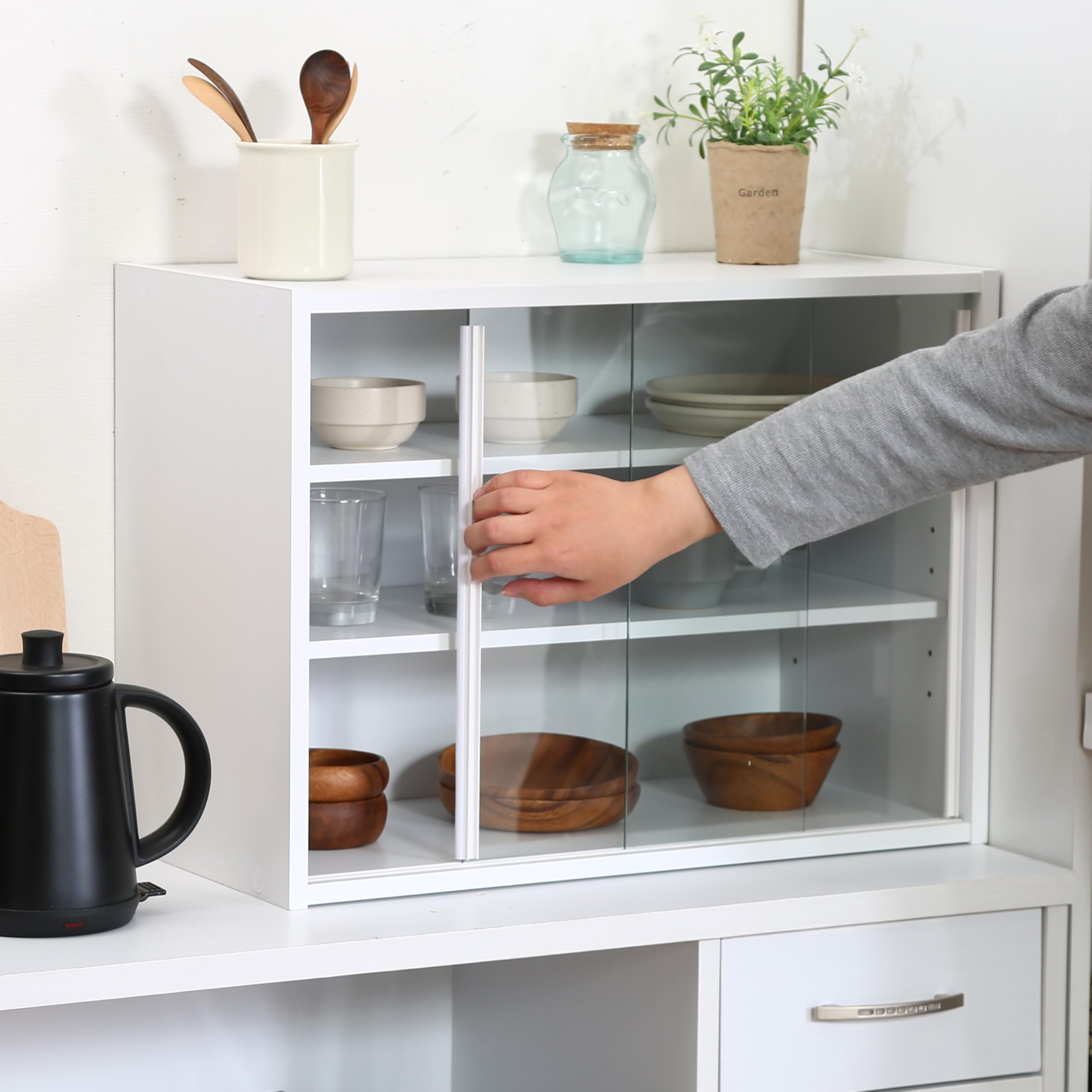 Amazon｜不二貿易 食器棚 キッチン収納 幅60×奥行29×高さ44cm ホワイト