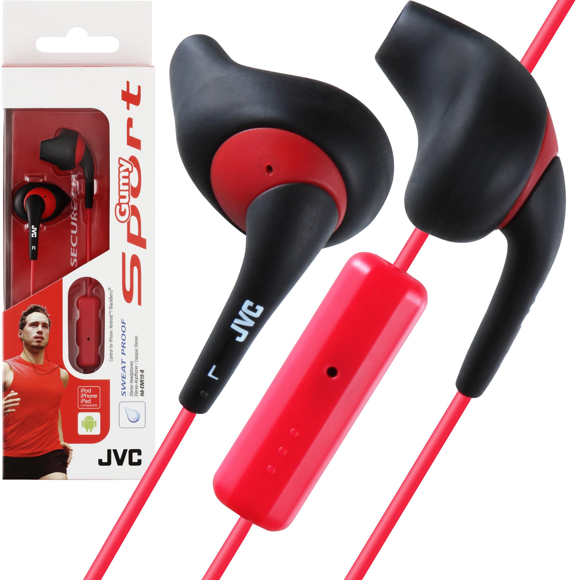 Amazon.com: JVC Black and Red Nozzel Secure Comfort Fit Sweat