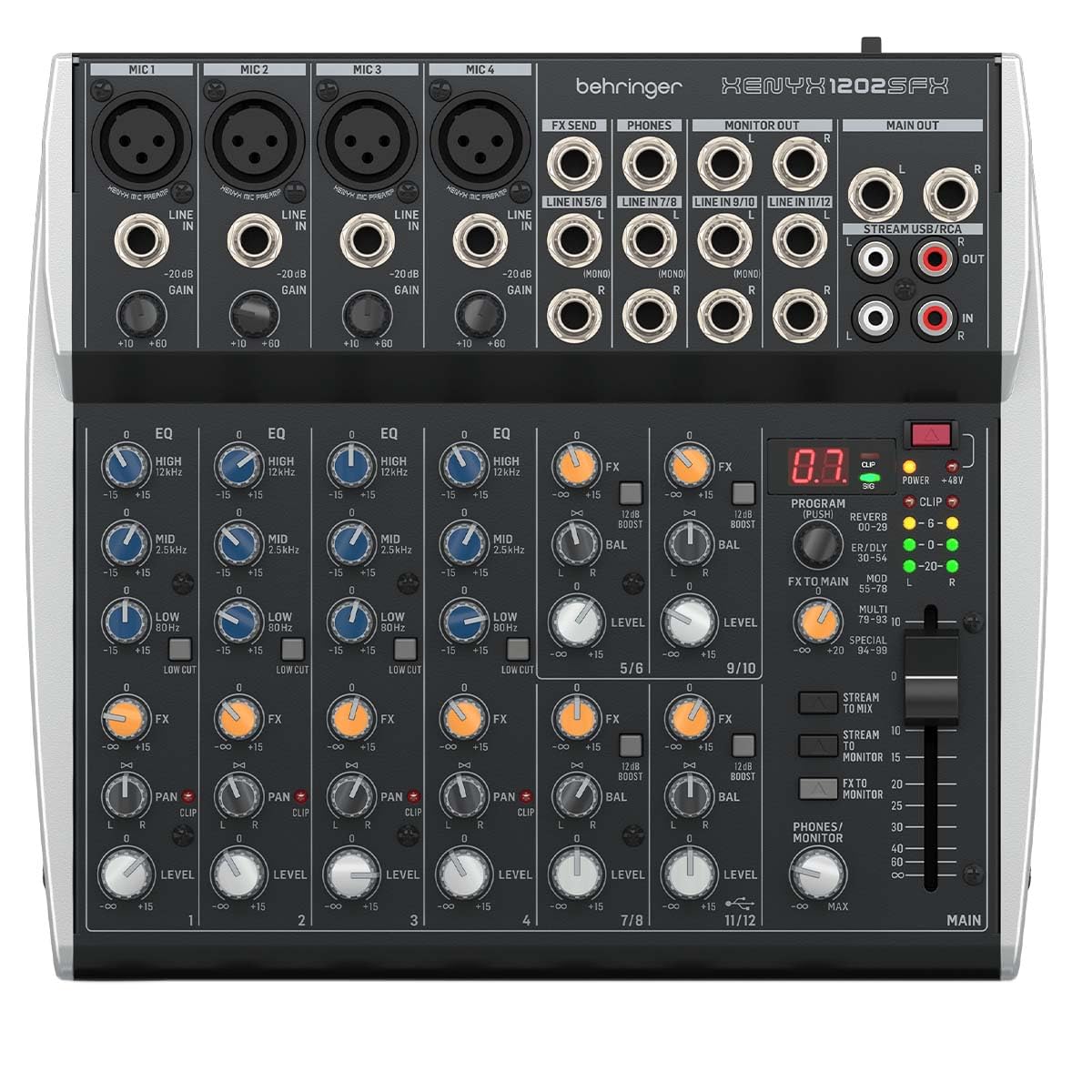 Behringer Xenyx 1202SFX 12-channel Analog Streaming Mixer : Amazon