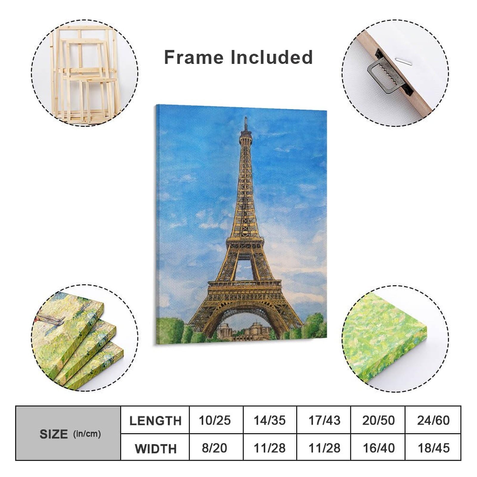 Amazon.co.jp: 絵画 パリ エッフェル塔 水彩画インテリア 絵画 リアル