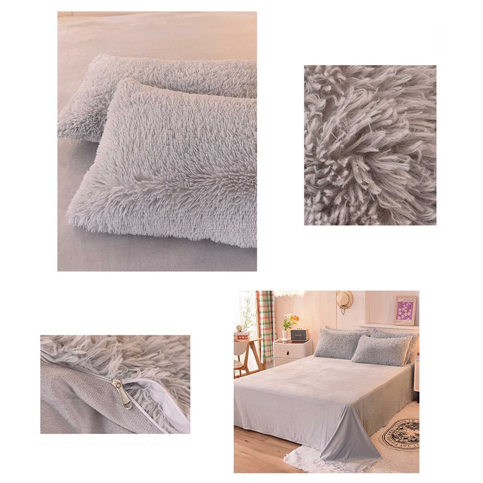 Amazon｜高級豪華なシャギーフェイクファー布団カバーセット、スーパー