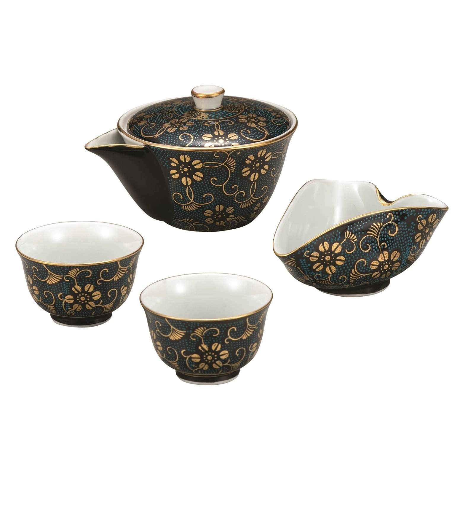 Amazon.co.jp: 九谷焼 九谷の茶器セット 宝瓶揃 青粒鉄仙 宝瓶1個