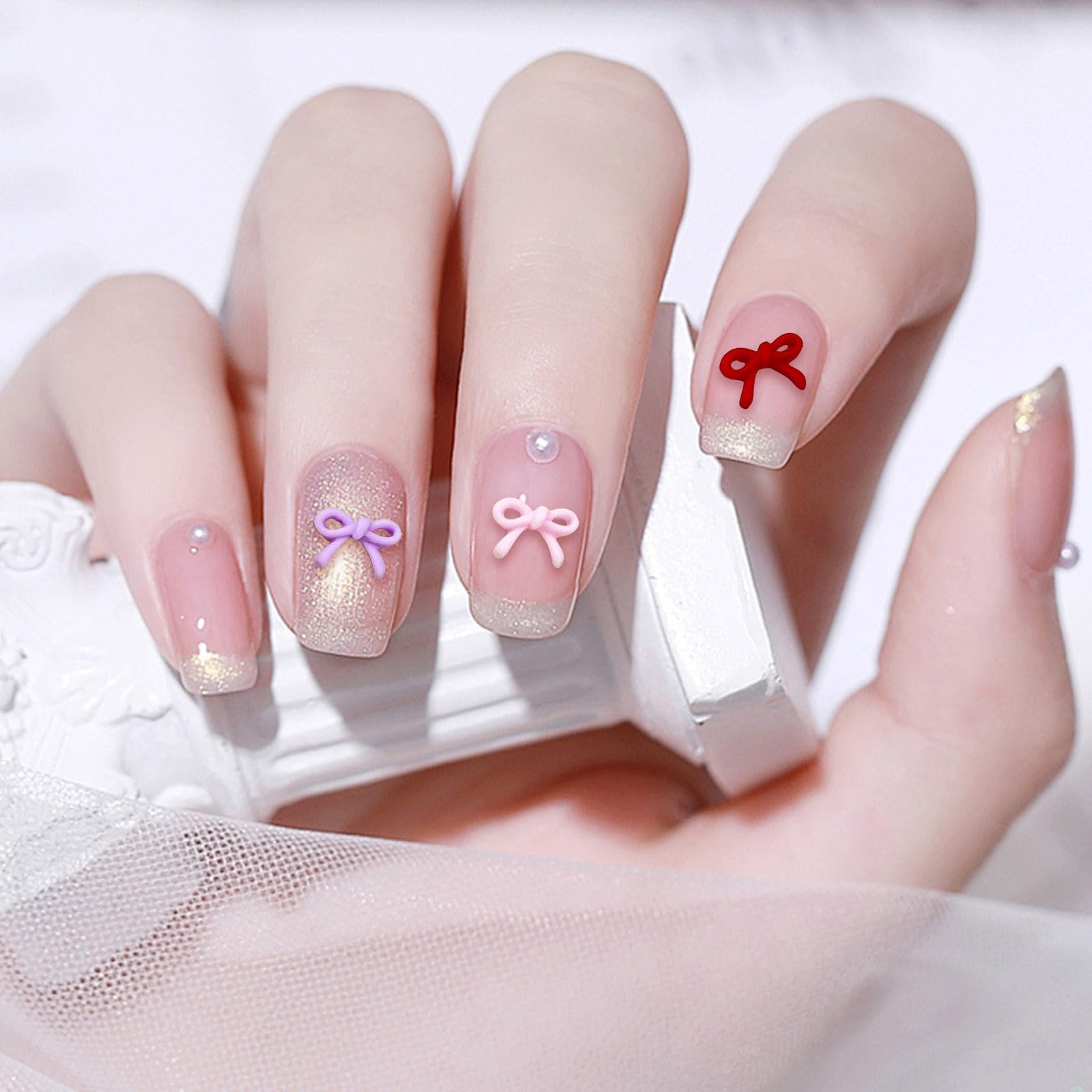 Amazon | Tidyworm ネイルパーツ リボン 100個セット 3D 立体 リボン