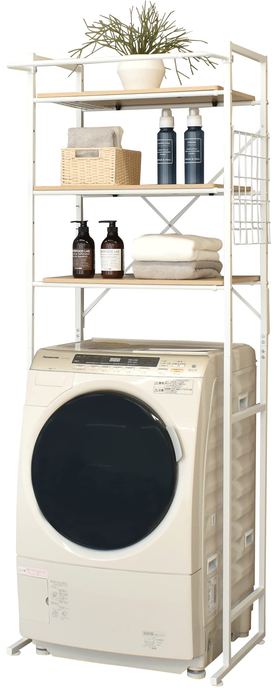 Amazon｜ekans(エカンズ) 棚付きランドリーラック LSH-530W 棚3段