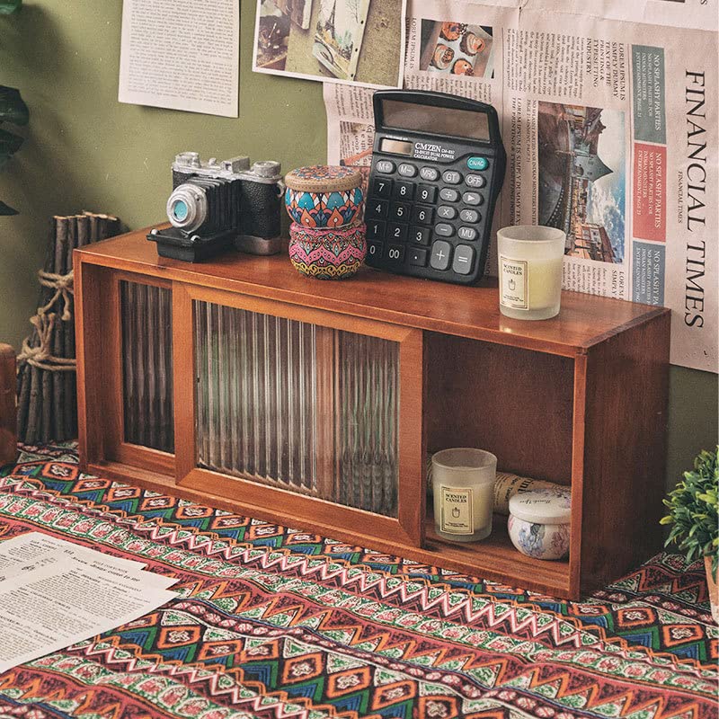 Amazon｜収納キャビネット レトロ風 北欧風 卓上収納ボックス 木製