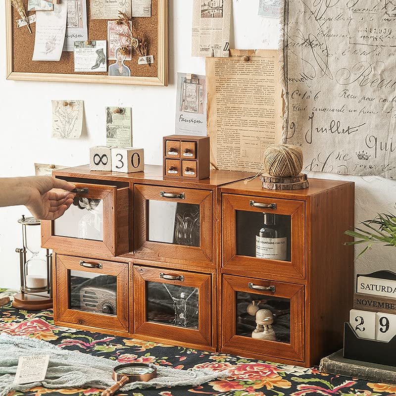 Amazon｜収納キャビネット レトロ風 北欧風 卓上収納ボックス 引き出し