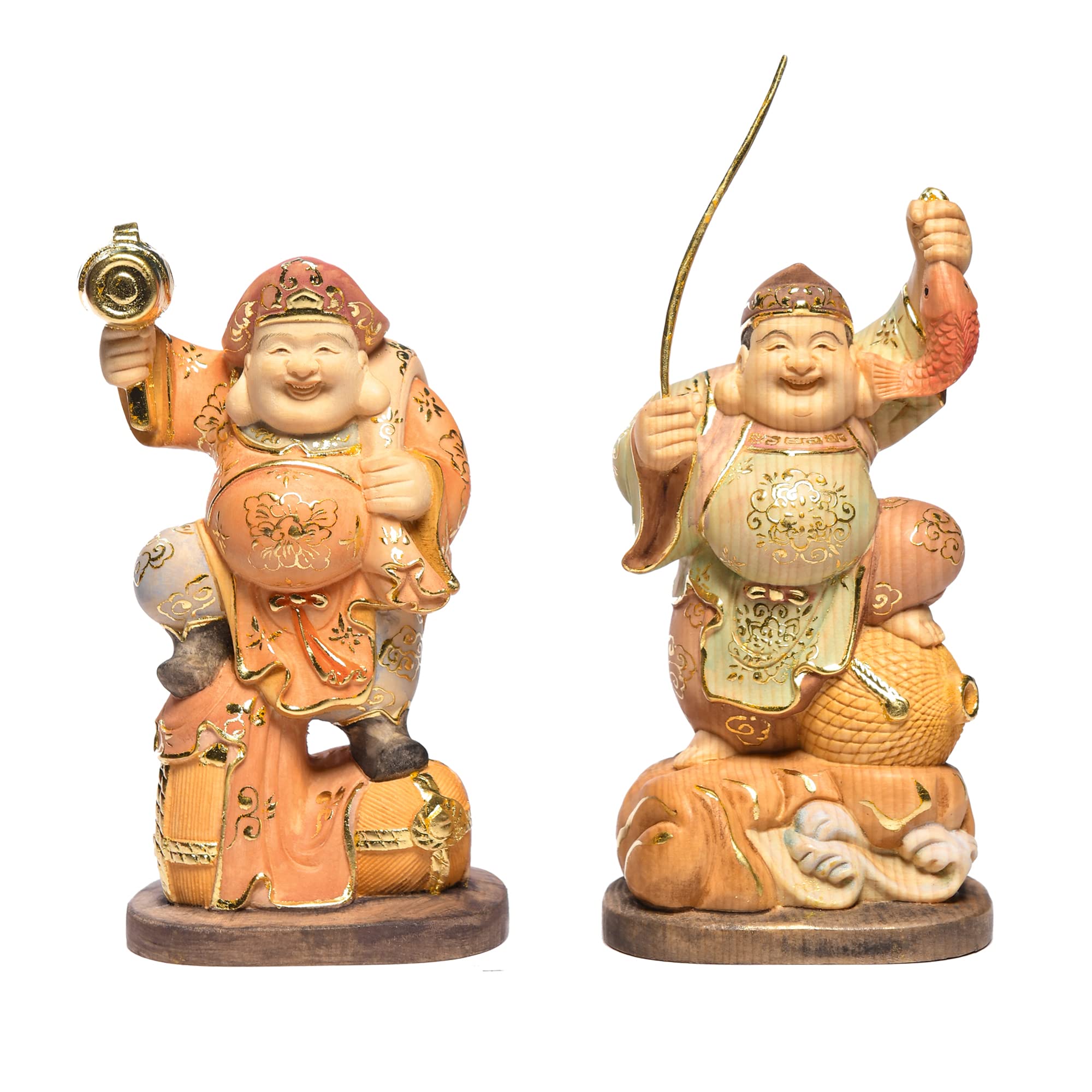 Amazon｜繁樓藝雕 大黒天 恵比寿 置物 絵 仏像 七福神 木彫り 桧木製
