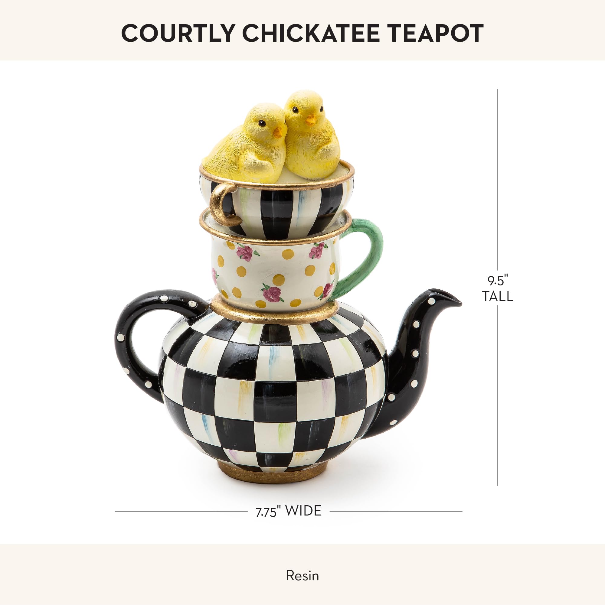 Amazon.com: MACKENZIE-CHILDS Courtly Chickatee Teapot, Cute Tea