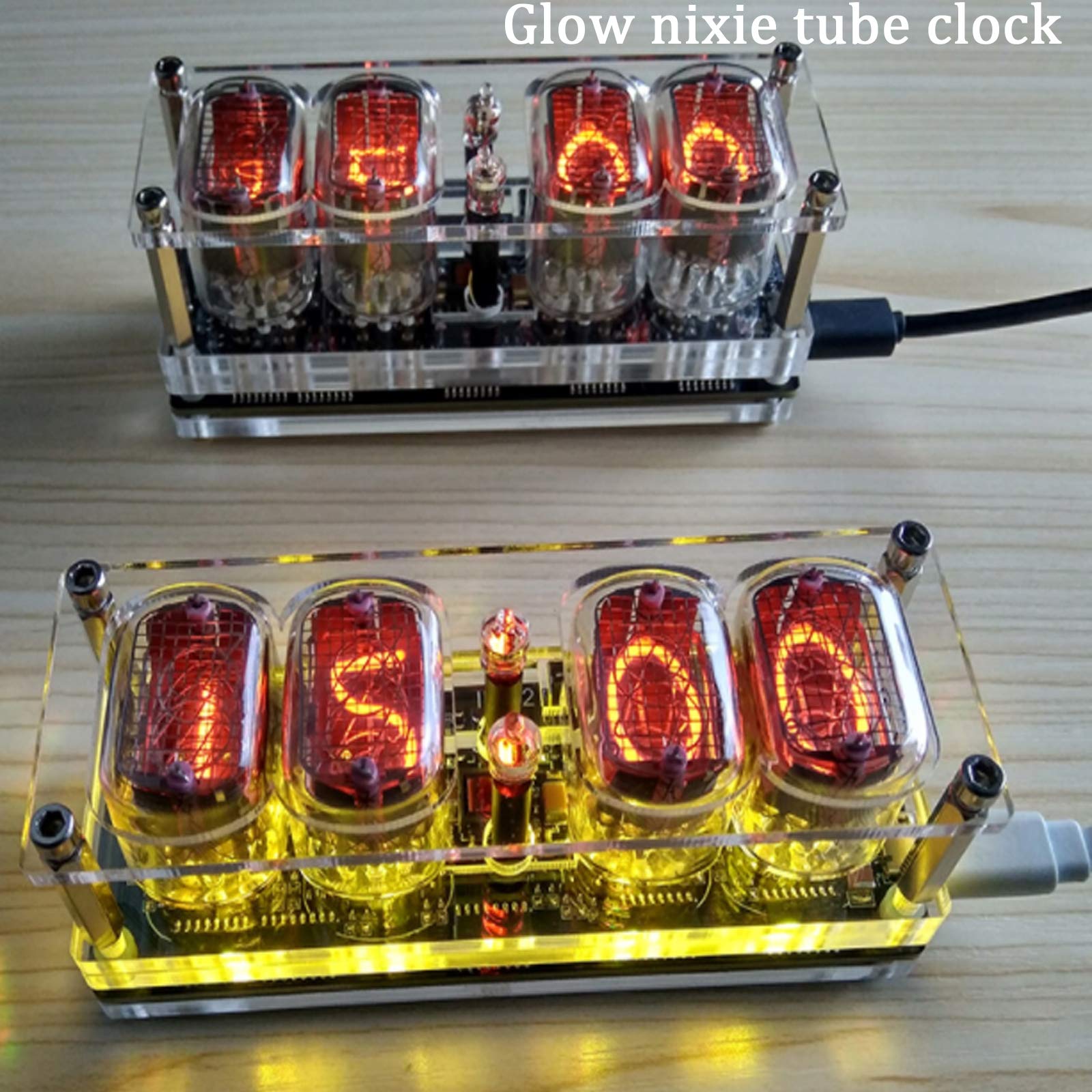 Amazon.co.jp: ニキシー管時計LED7色デジタル時計4桁グローチューブ