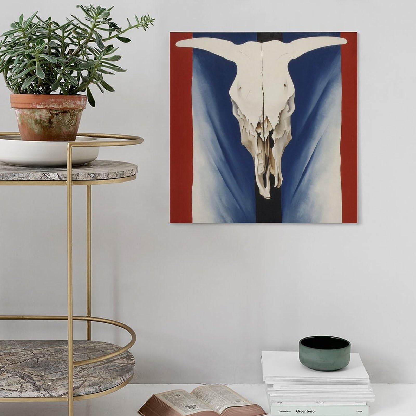 Amazon.co.jp: ジョージア・オキーフ 赤、白、青の3色の牛の頭蓋骨