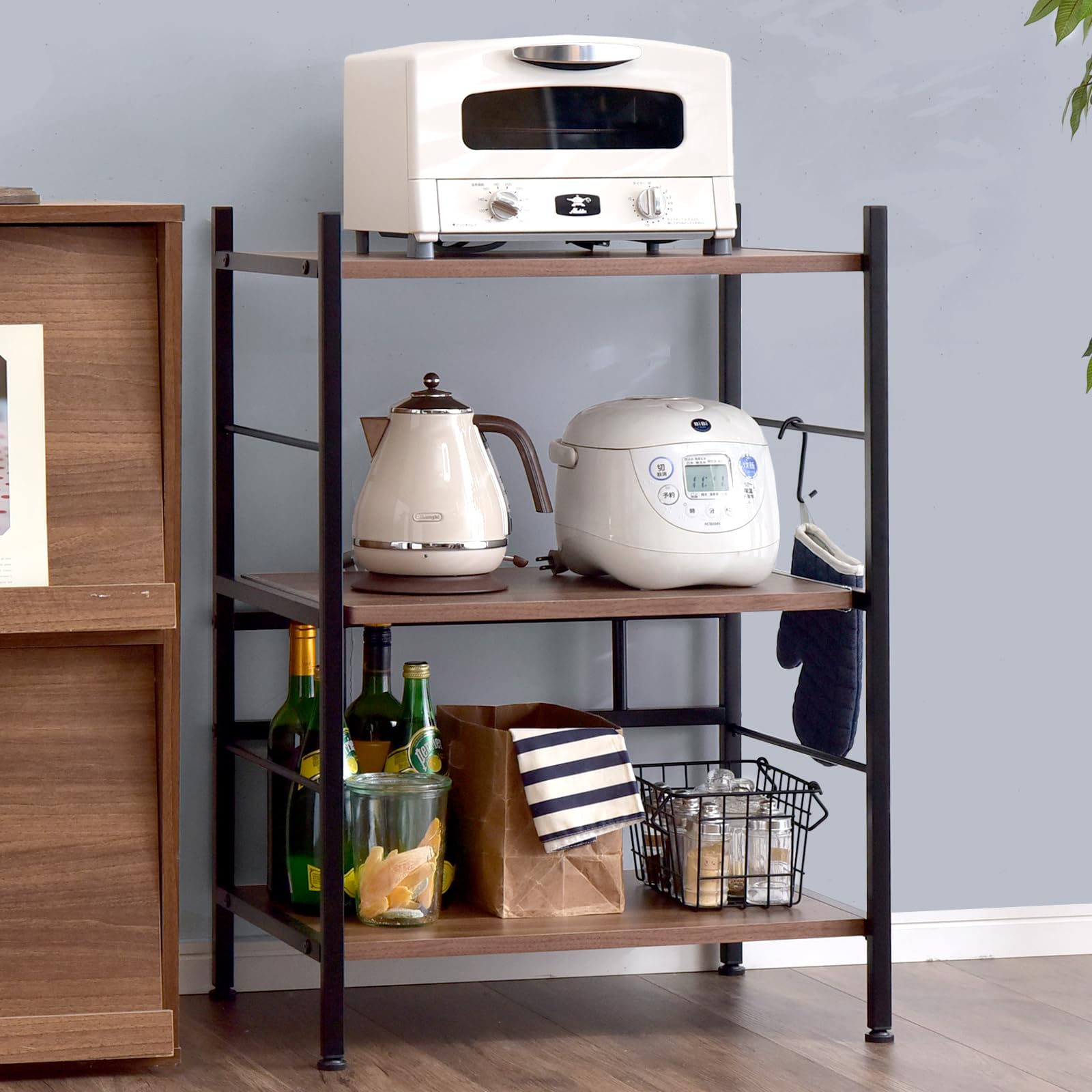 Amazon｜タンスのゲン レンジラック 幅60cm 大型レンジ対応 高さ88cm