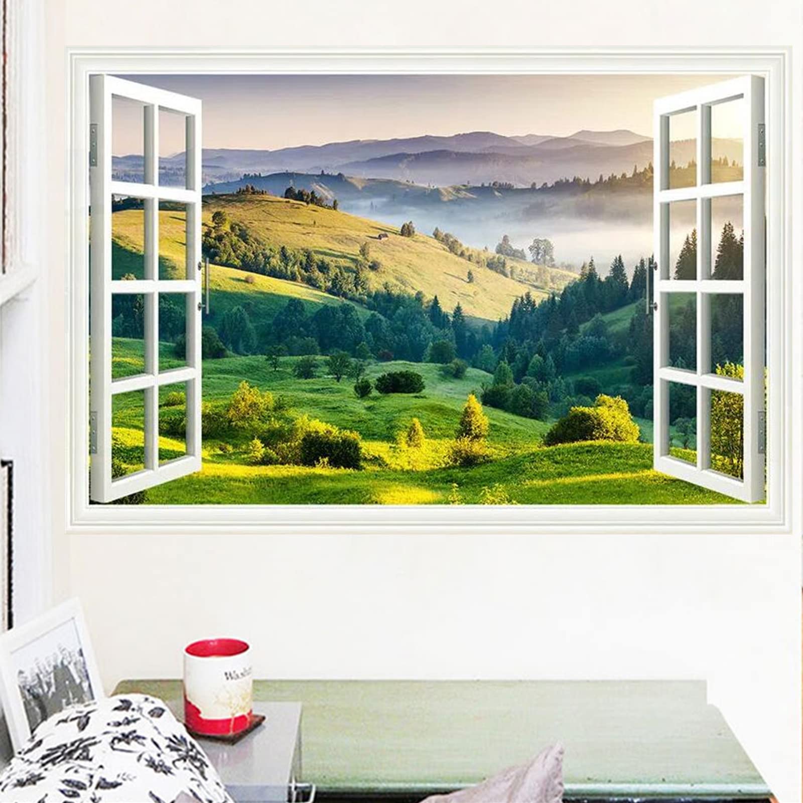 Amazon.co.jp: Condessacity 絵画風 壁紙ポスター 窓 偽窓 ステッカー