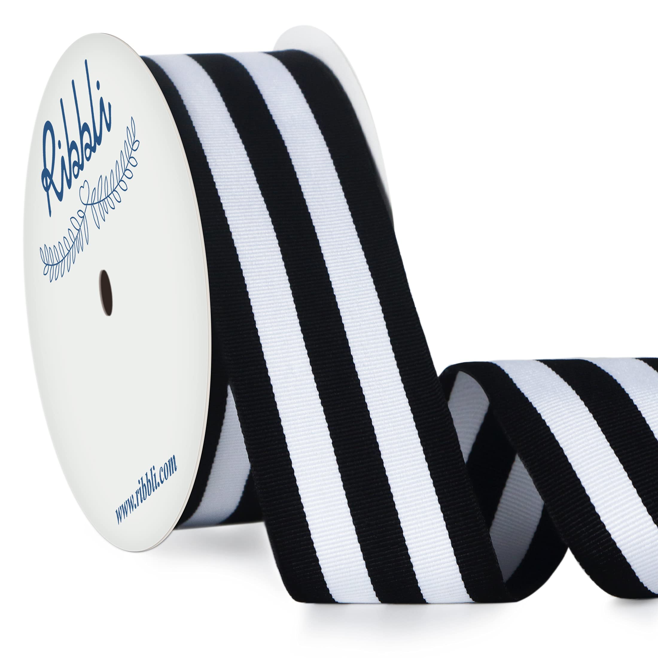 Amazon.co.jp: Ribli ブラックとホワイト ストライプ グログランリボン