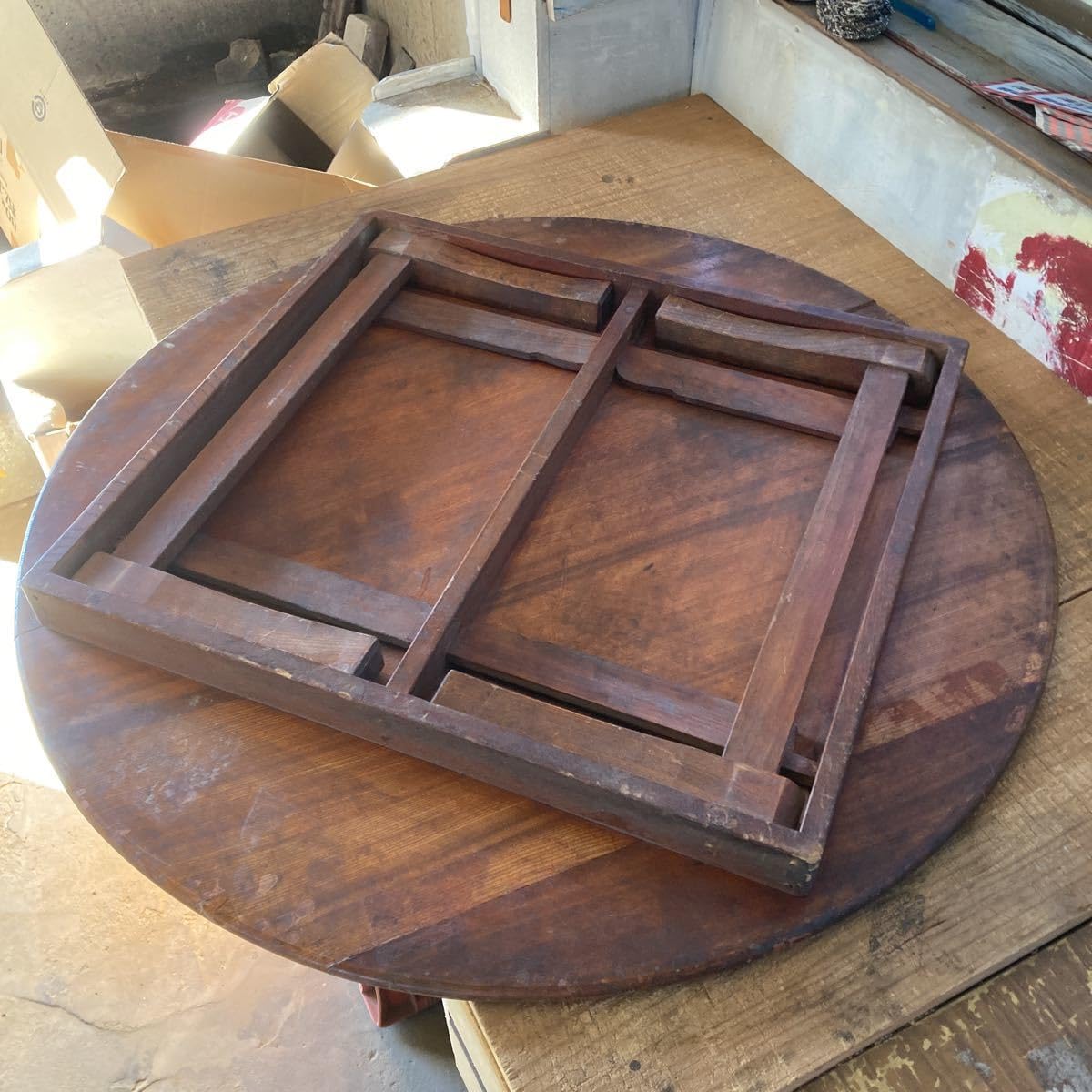 Amazon.co.jp: 古民家欅けやき丸ちゃぶちゃぶ台古道具丸テーブル