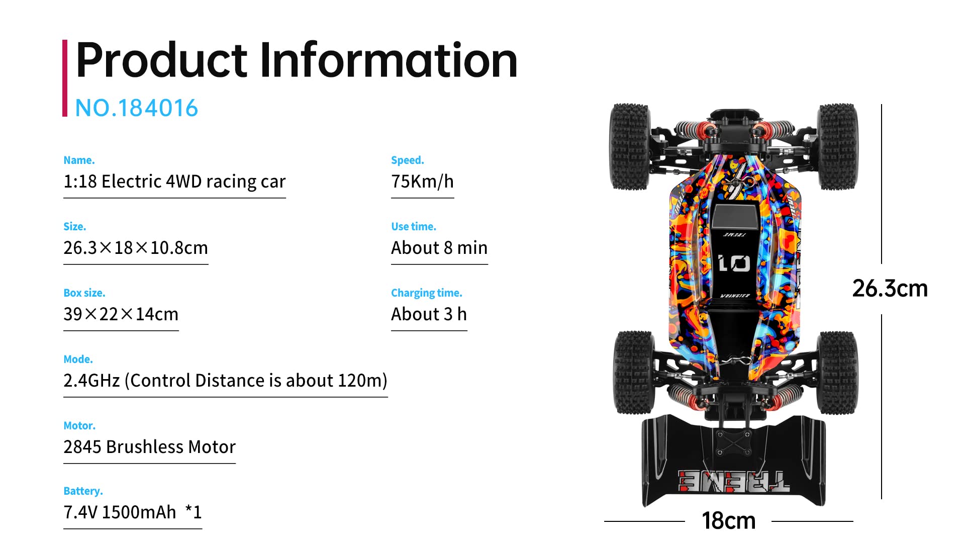 Amazon.co.jp: WLTOYS 184016 Scale 1/18 75KM/H 2.4G RC Car