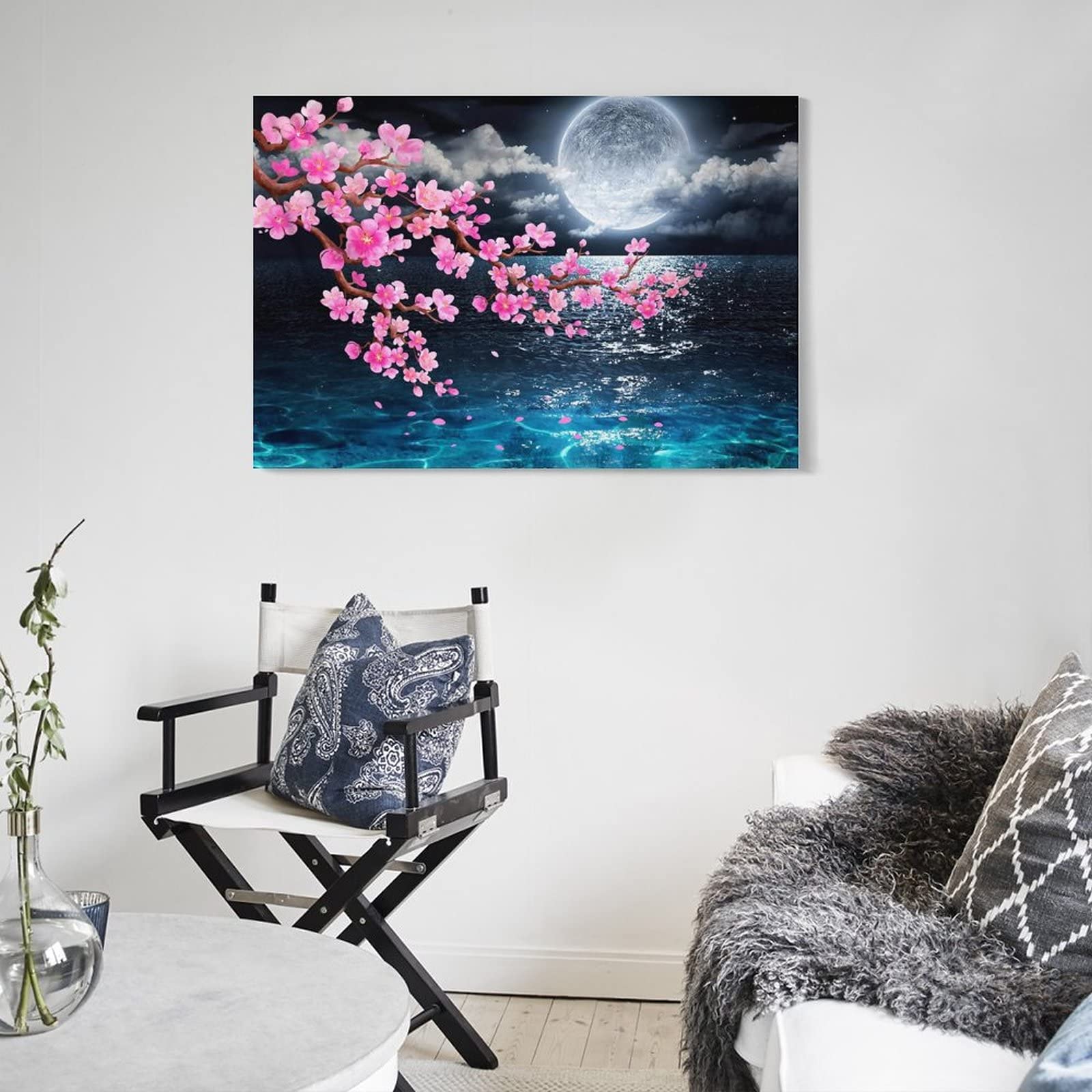 Amazon.co.jp: アートパネル 桜 夜景 海 星空 満月の夜空 インテリア