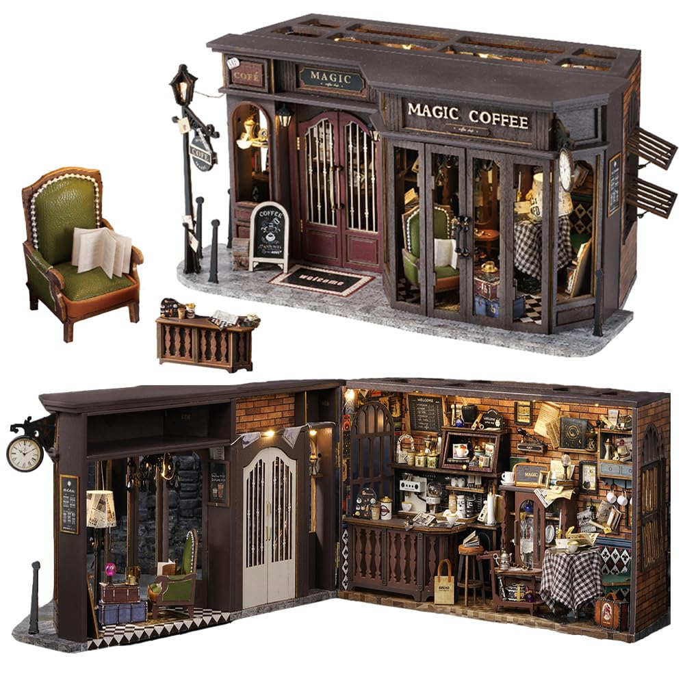 Amazon | Cjeuxnr ミニチュアヴィンテージマジックコーヒーショップ