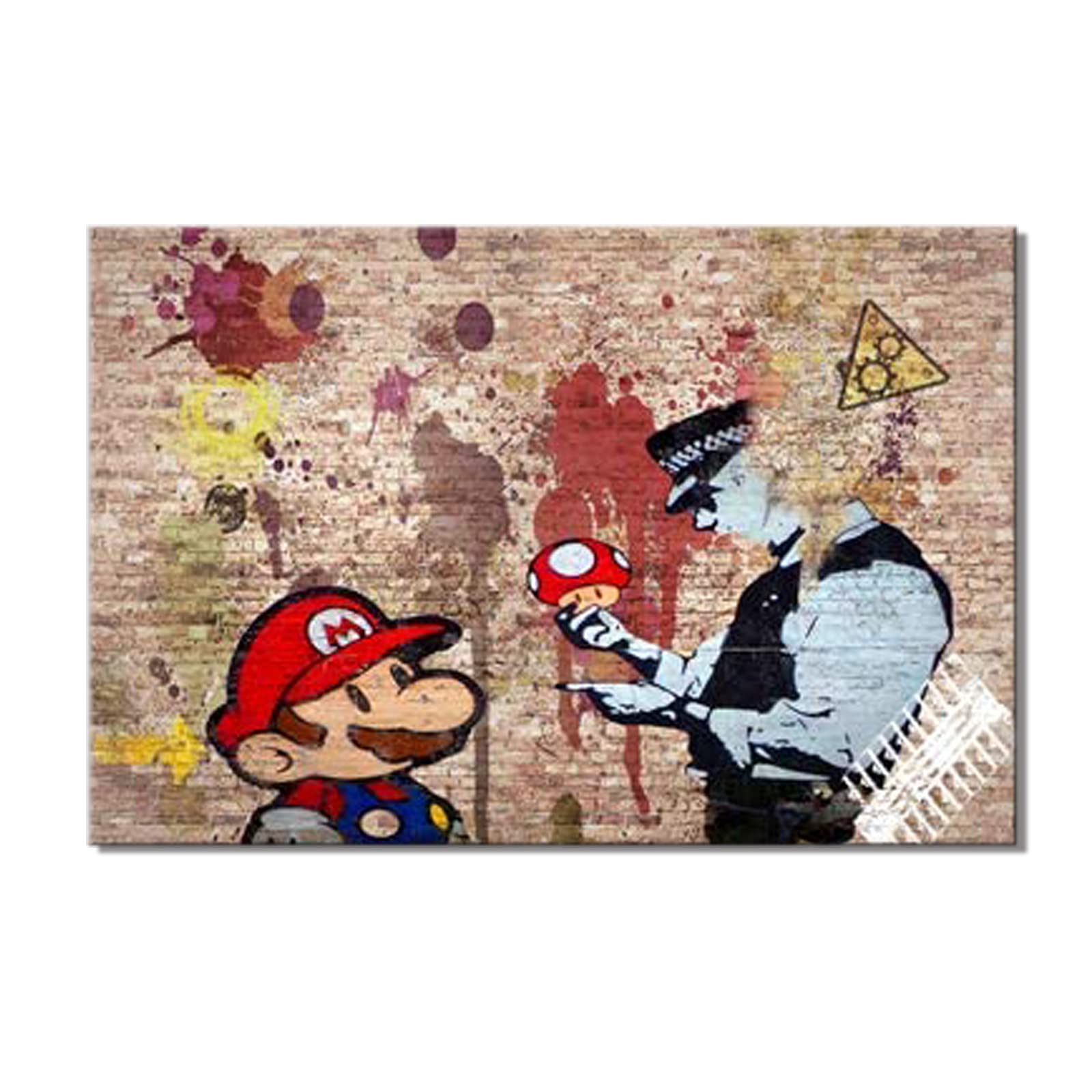 Amazon.co.jp: Banksy ポスターマリオと警察ー落書きアート 油絵 絵画