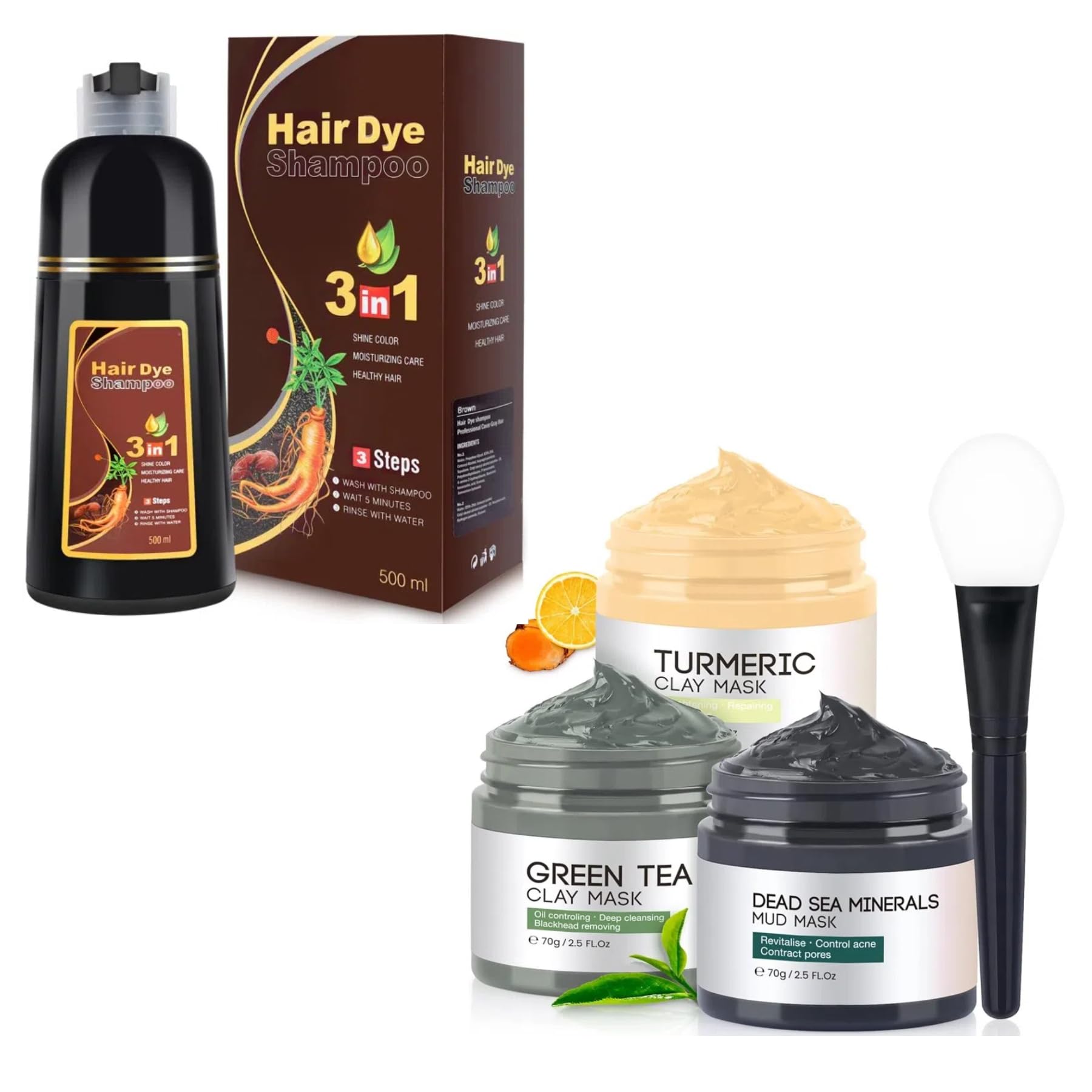 Amazon.com : Meidu Dark Brown Hair Dye Shampoo 3 in 1 and VC Clay