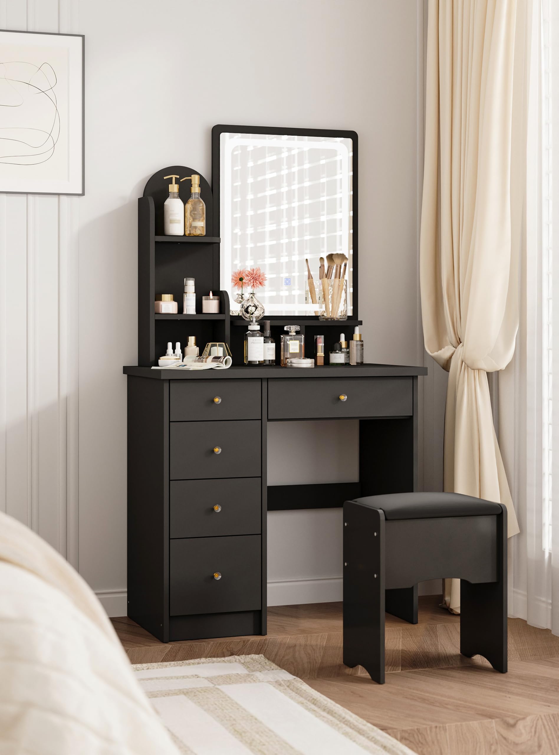 Amazon｜Timechee ドレッサー セット コンパクト ミラー 幅80×奥行40