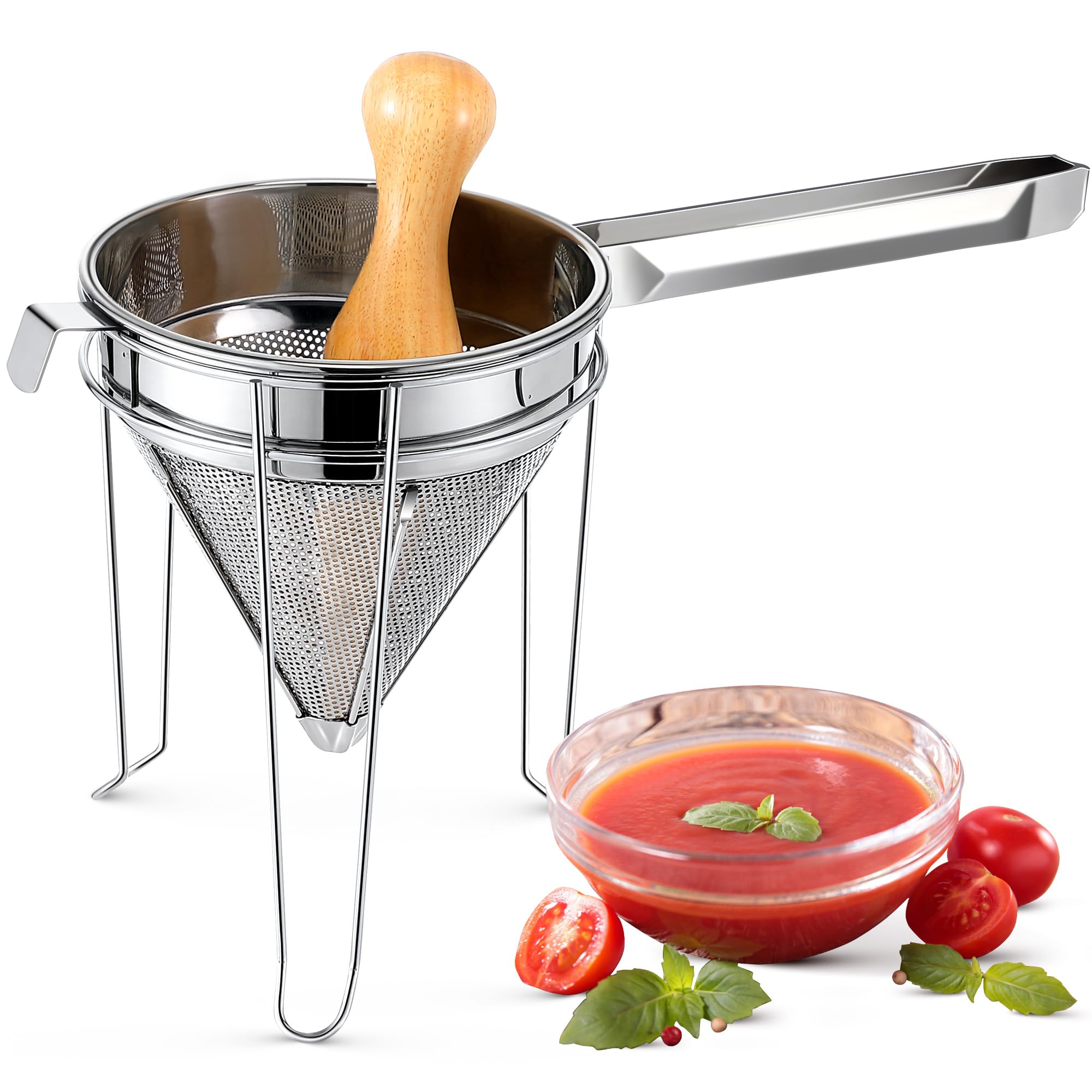 Amazon.com: Feekoon Stainless Steel Chinois Strainer with Stand