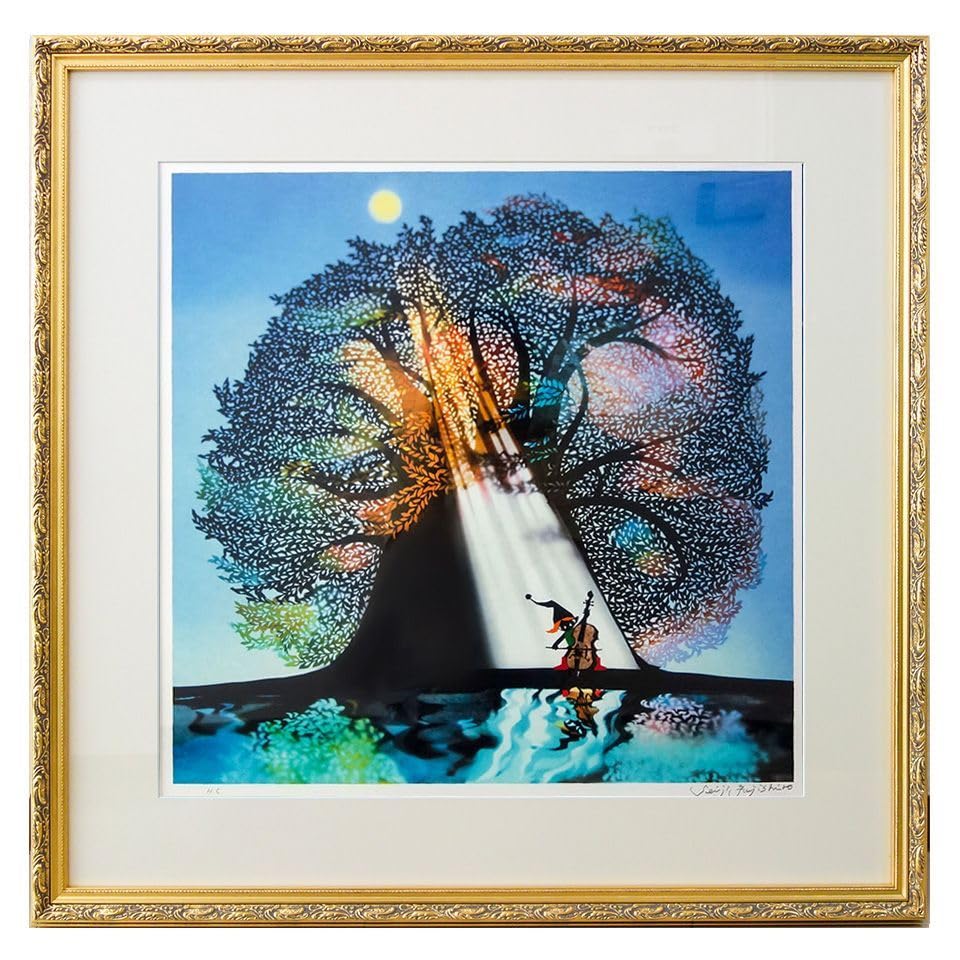 Amazon.co.jp: 藤城 清治 「月光の響」 リトグラフ 額付き 版画 直筆