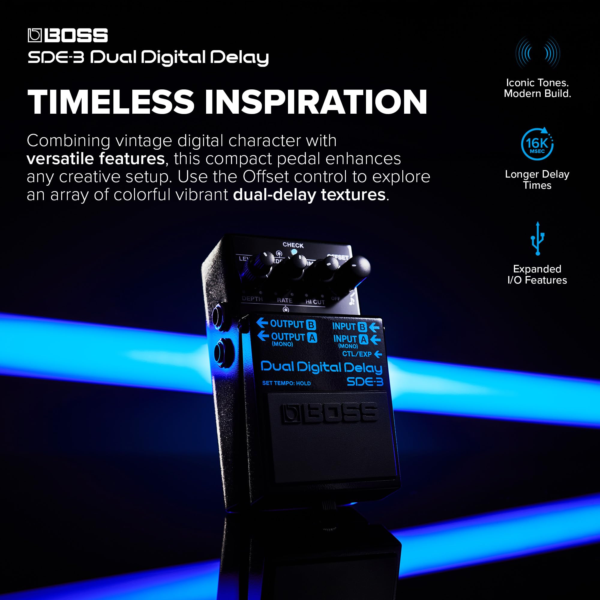 Amazon.com: BOSS SDE-3 Dual Digital Delay Pedal | Authentic Sound