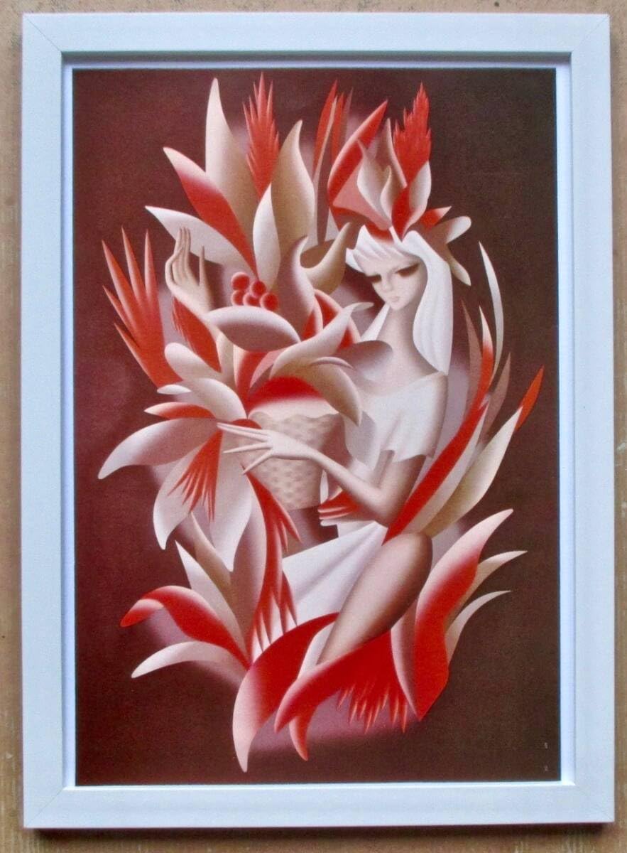 Amazon.co.jp: 東郷青児「火炎2」印刷物 画集画 A4額入り : ホーム