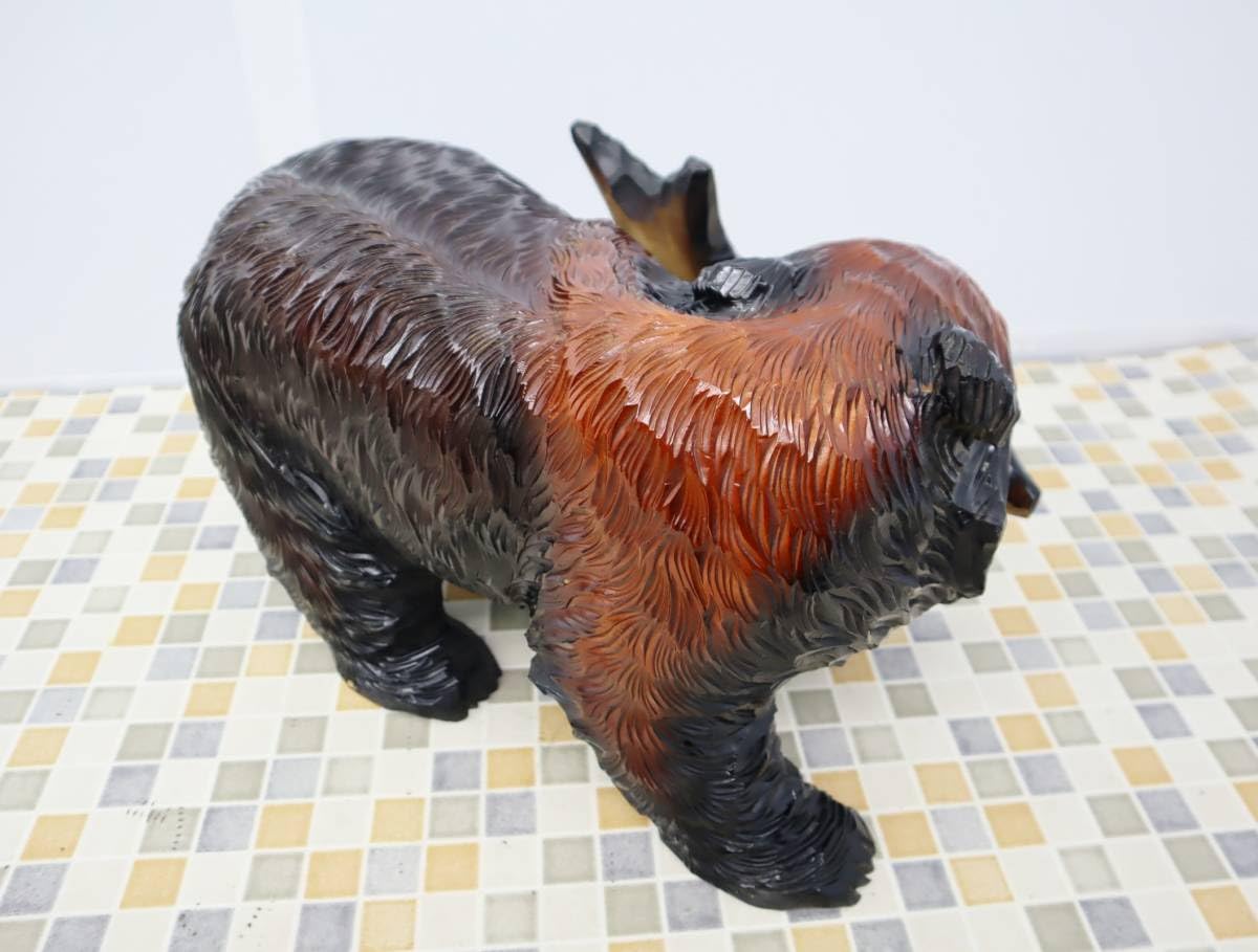 Amazon.co.jp: ▽大迫力 大熊 大きい ｜木彫り クマ 熊｜ レトロ