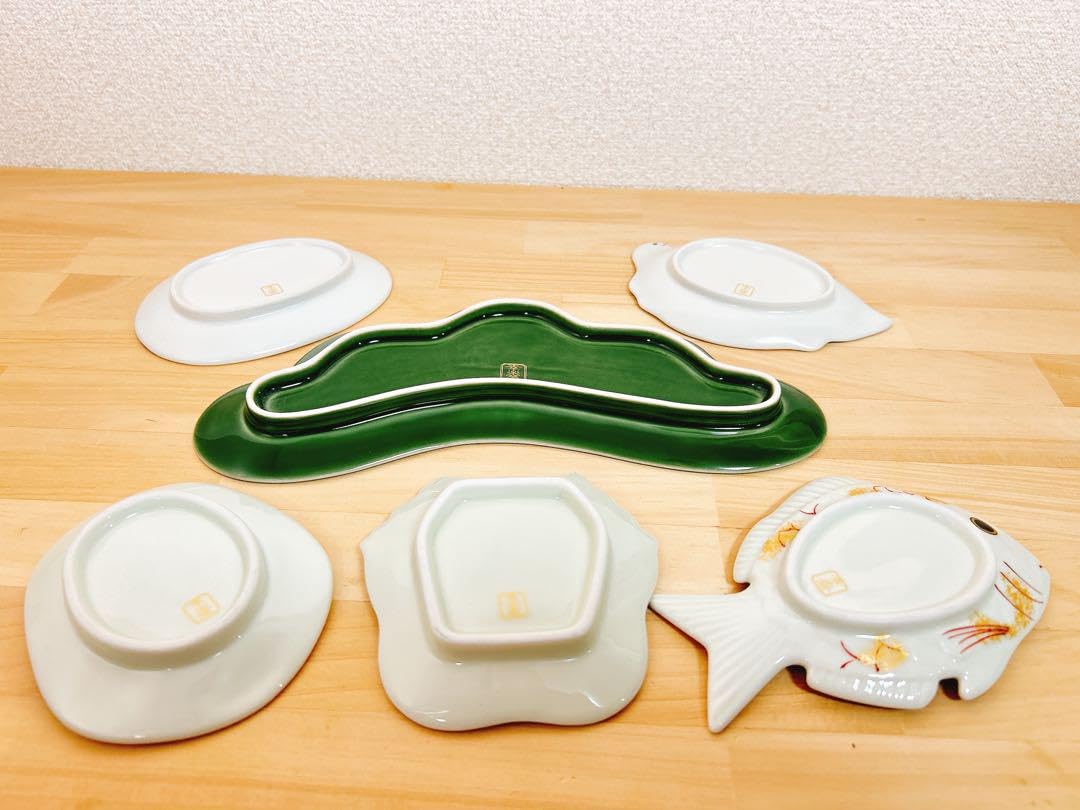 Amazon.co.jp: 有田焼 幸楽窯 錦金松葉形前菜皿 銘々皿 6点セット