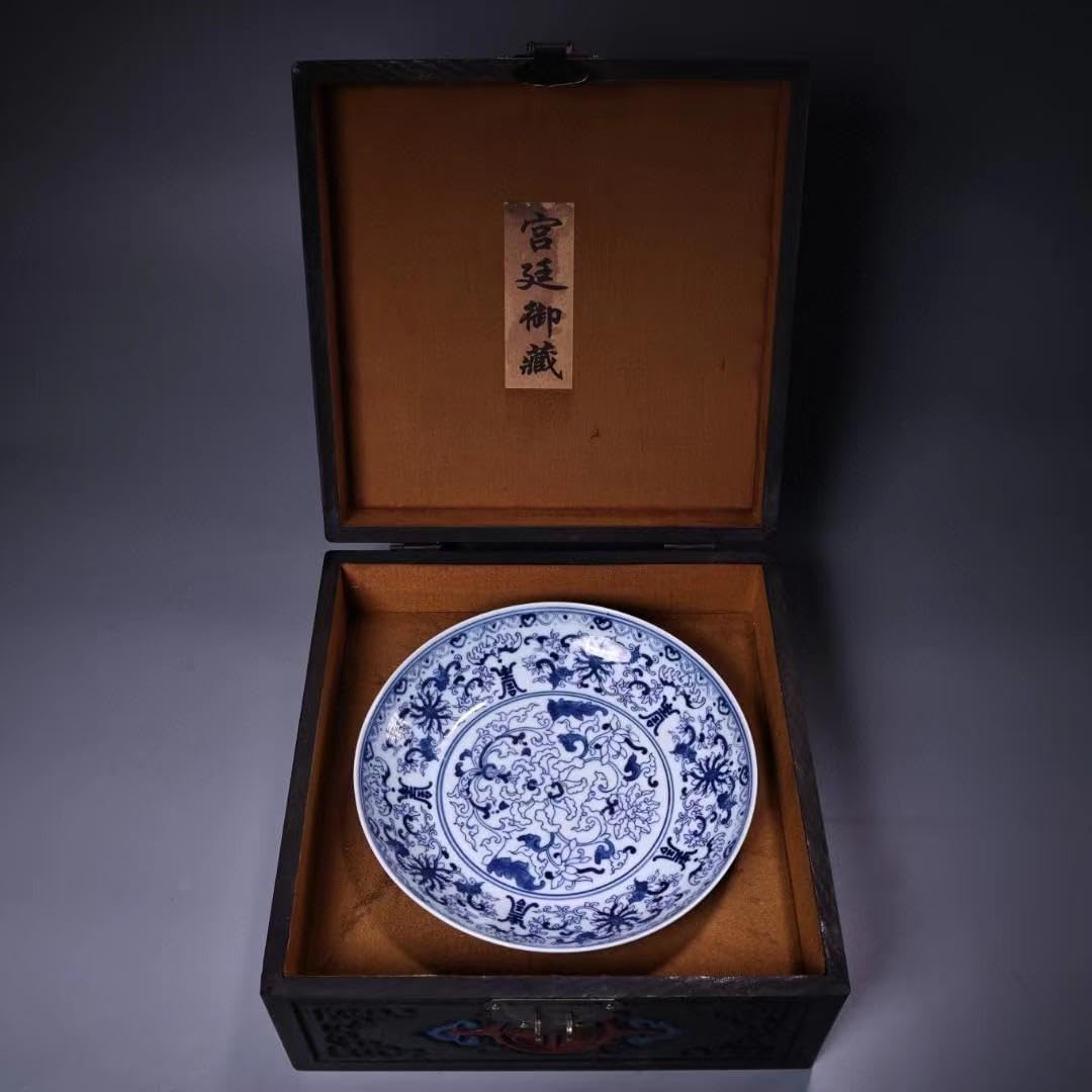 Amazon.co.jp: 中国古美術・旧蔵磁器・藍釉青花染付皿・純手描き