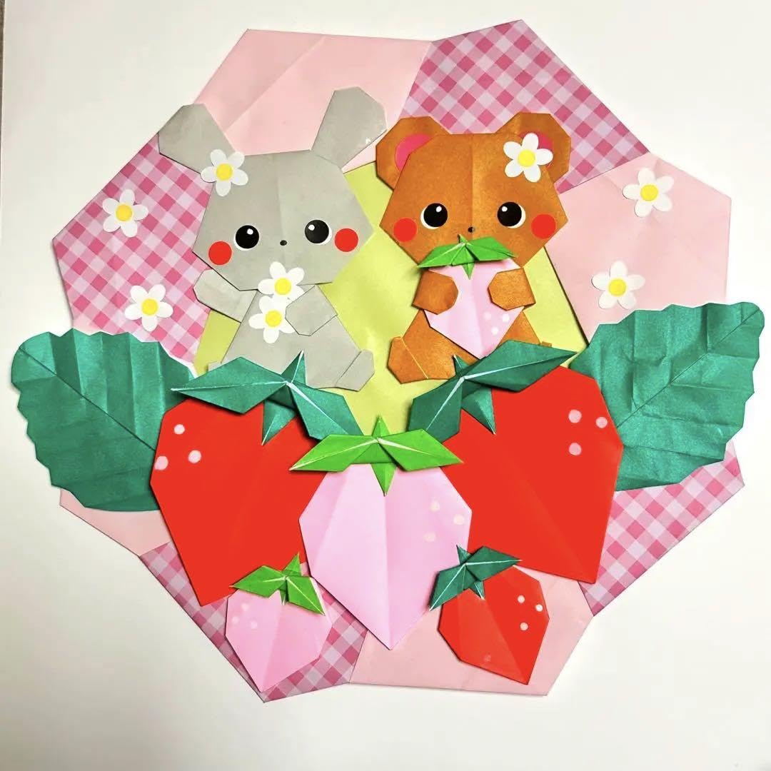 Amazon.co.jp: 折り紙リース いちご 春 くま うさぎ : おもちゃ