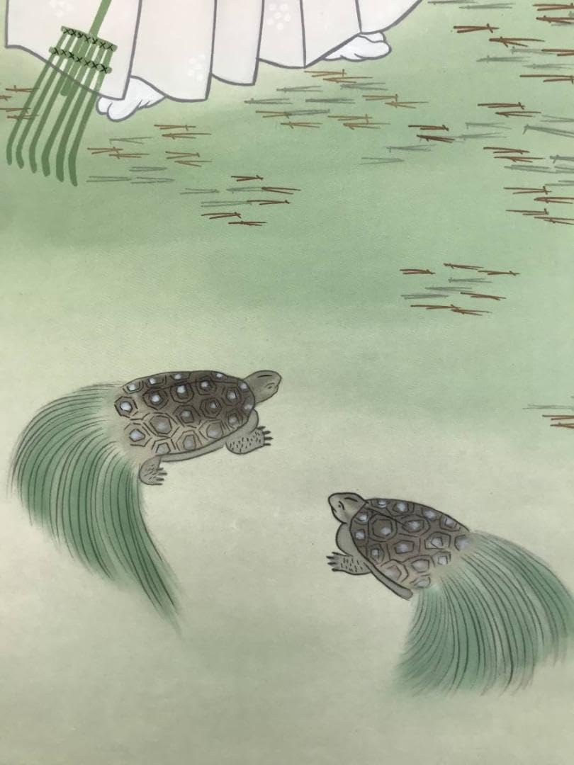 Amazon.co.jp: 真作奥田国広高砂図正月掛祝事人物図掛軸名家伝来AD-311