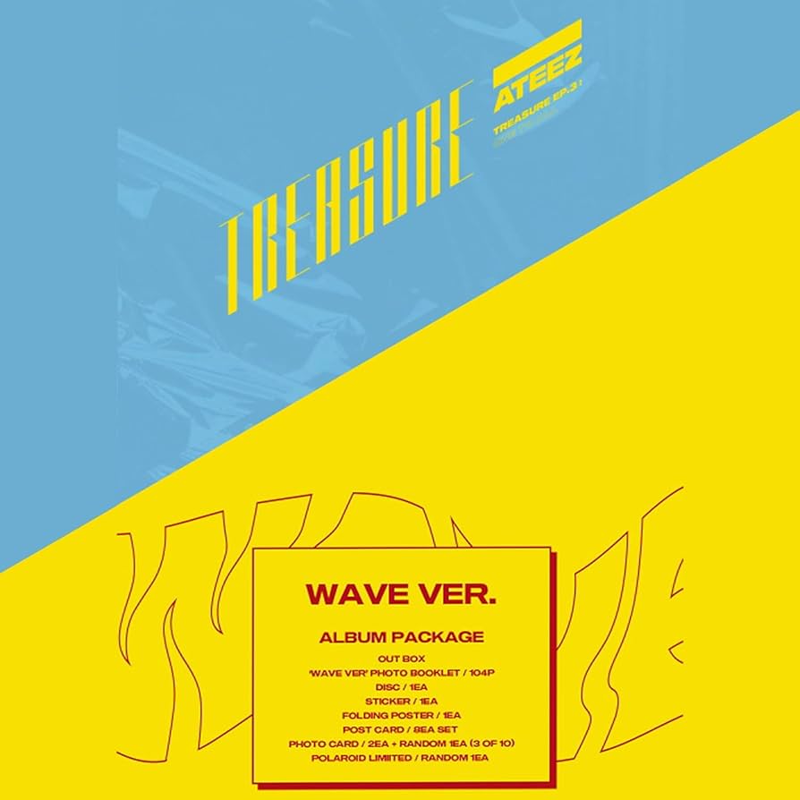 ATEEZ - TREASURE EP.3 [WAVE] CD / Photo Booklet / Sticker