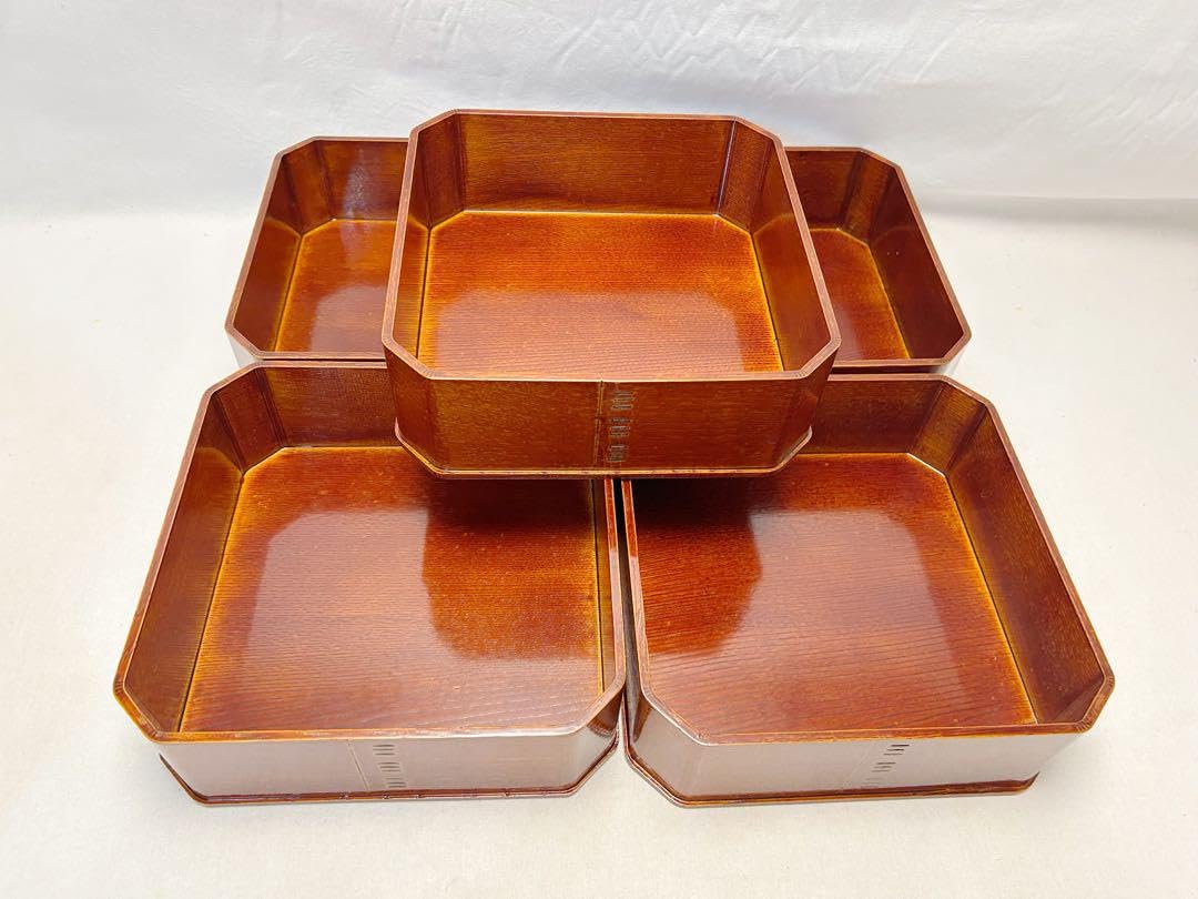 Amazon.co.jp: 懐石道具 木製 大徳寺 弁当 縁高重箱 五客揃 刻印 元箱