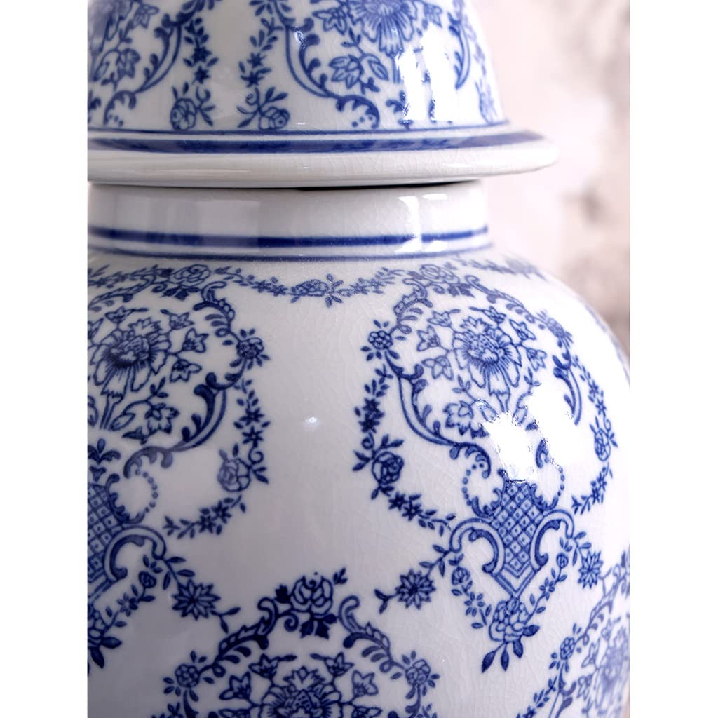 Amazon.co.jp: レトロな青と白の磁器花瓶、蓋付き、中国風のアイス