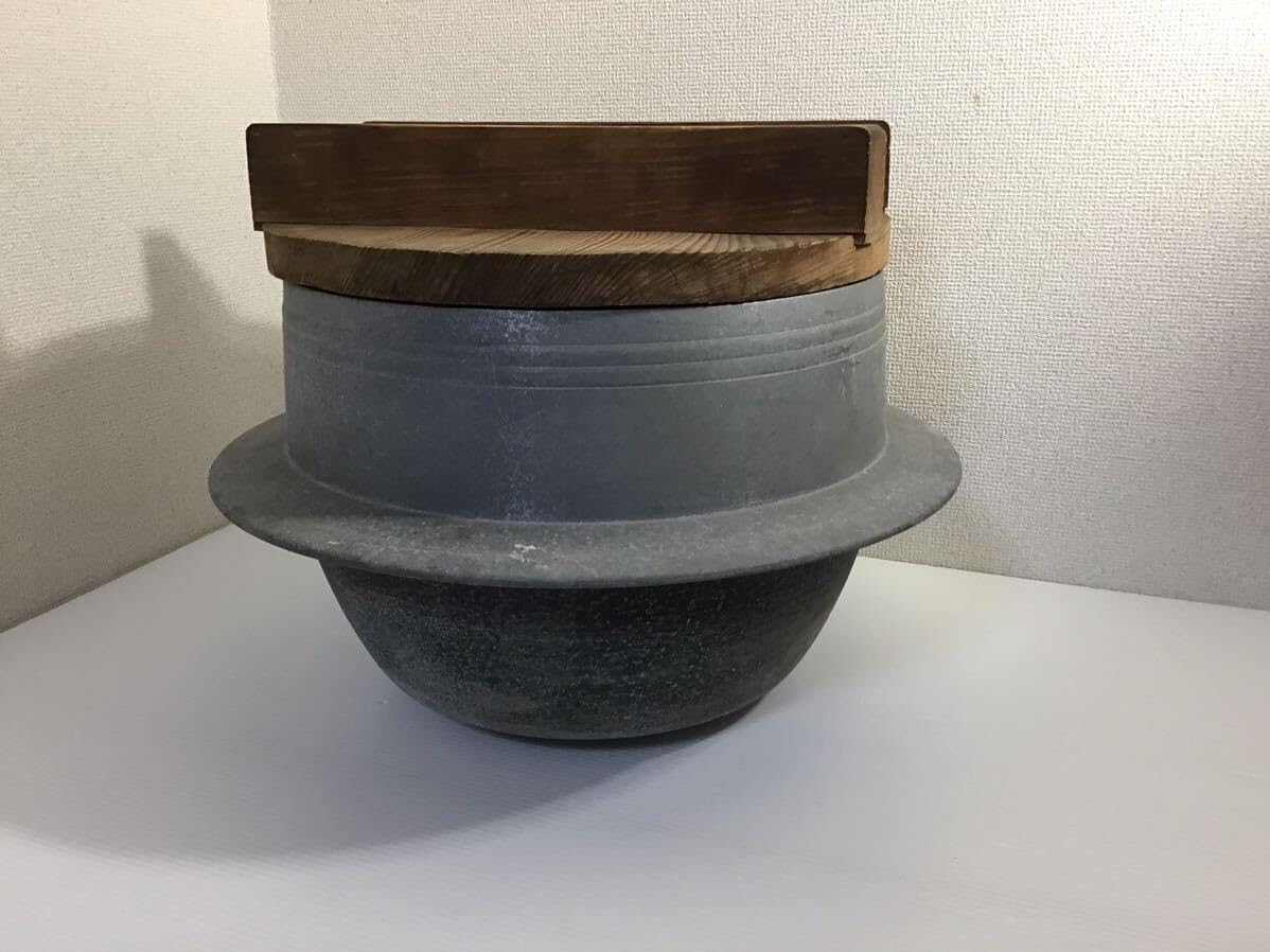 Amazon | 大型昭和レトロ羽釜木蓋付内径39cm深さ30cmはがま炊飯鍋