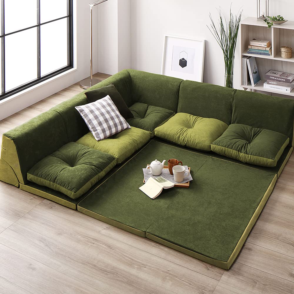 Amazon | うたた寝ができるソファセット グリーン／グリーン フロア