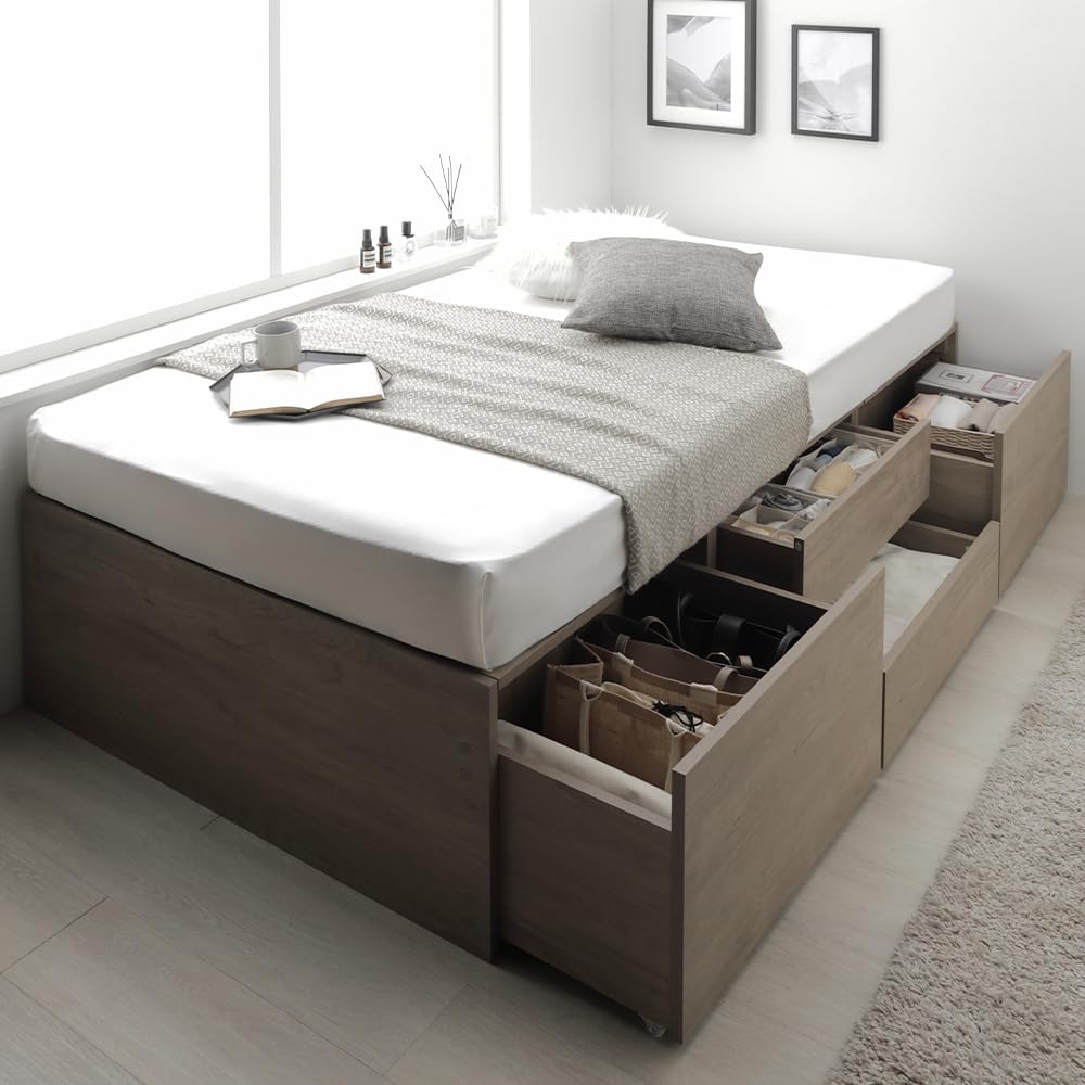 Amazon｜RASIK ベッド 通常丈シングル フレームのみ グレージュ 収納